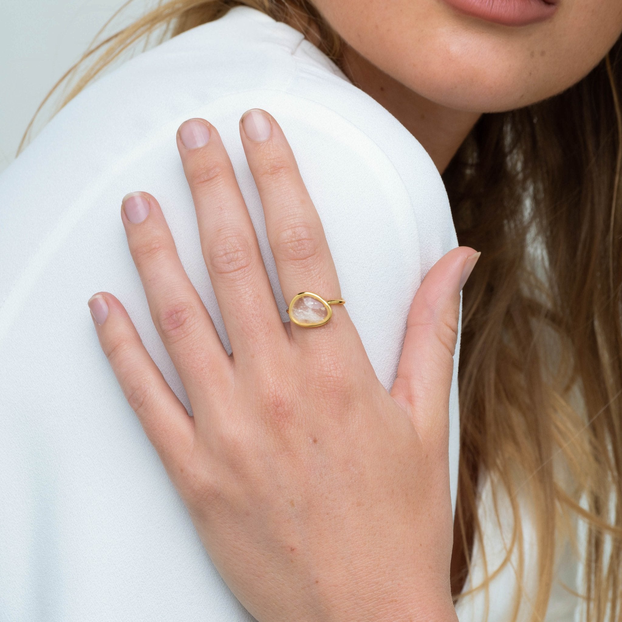 Moonstone Oval Statement Open Ring - Camile & Stone