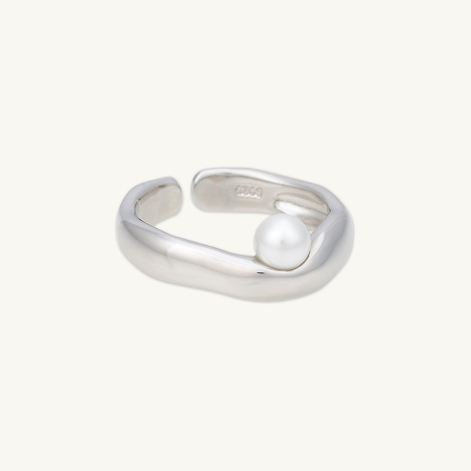 Offset Pearl Open Ring - Camile & Stone