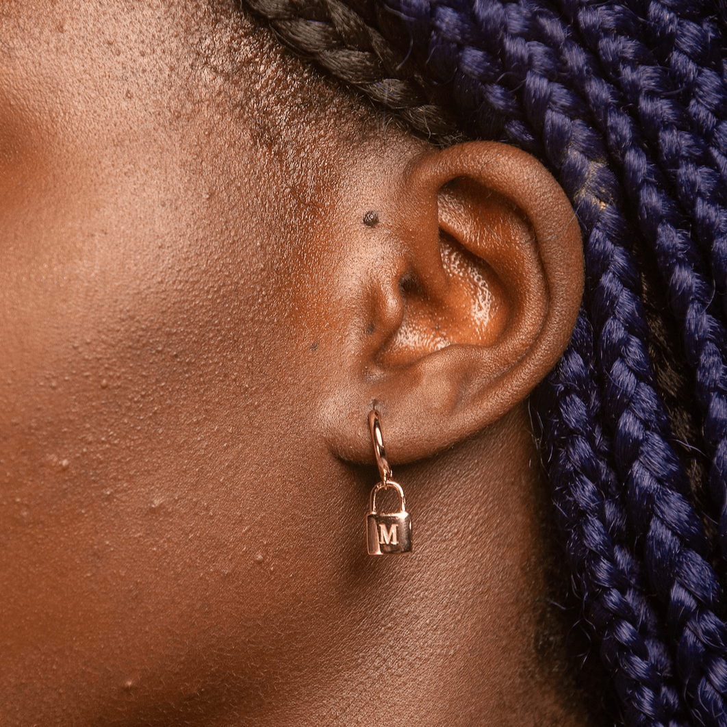 Padlock Initial Letter Earrings - Camile & Stone