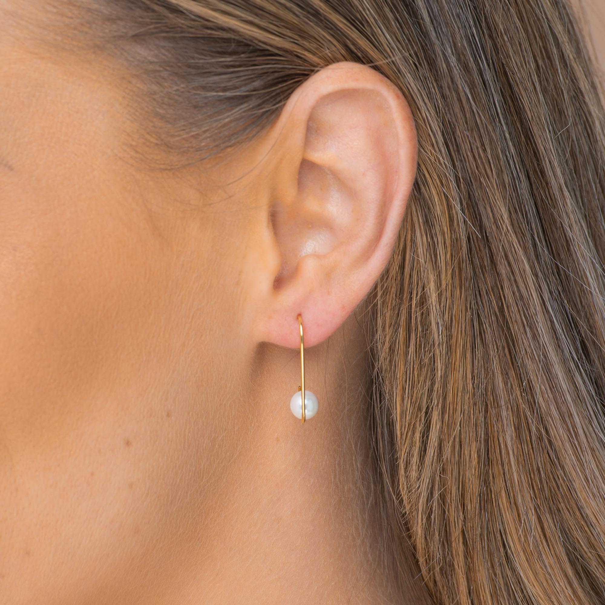 Paperclip Floating Pearl Earrings - Camile & Stone