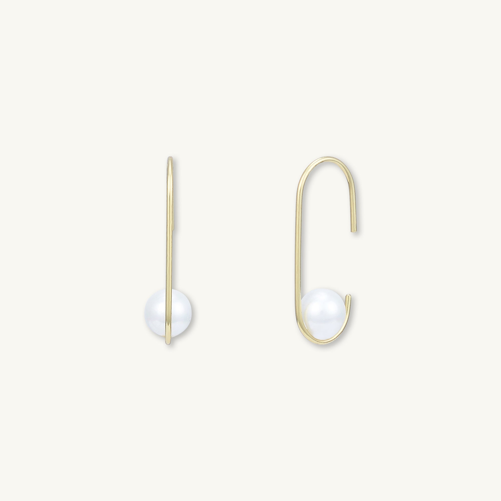 Paperclip Floating Pearl Earrings - Camile & Stone