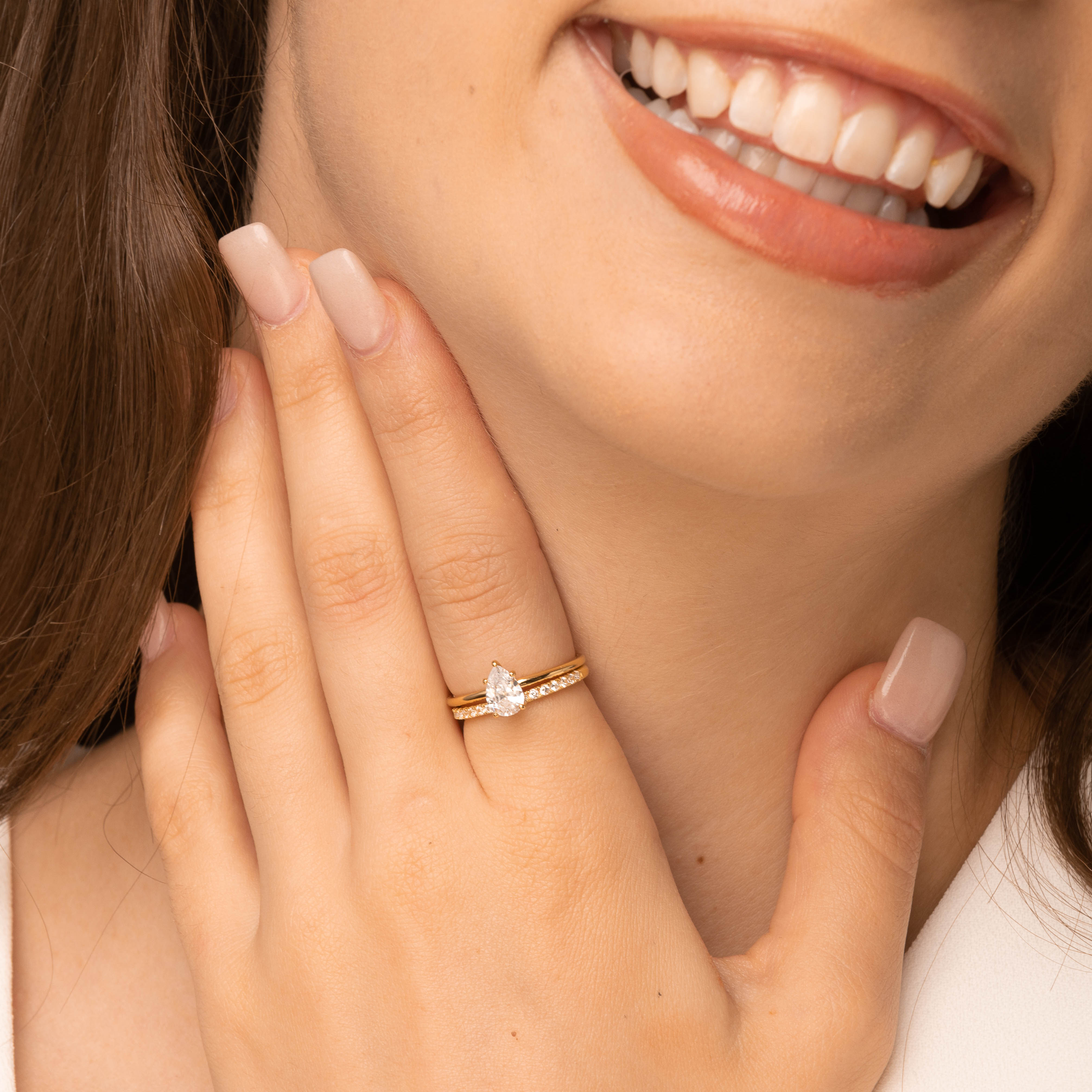 Pear Sapphire Band Ring