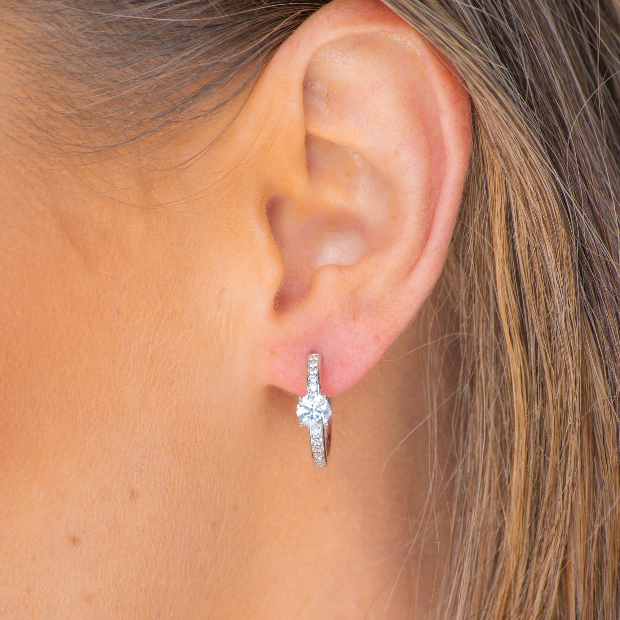 Round Cut Moissanite Hoop Huggie Earrings 0.5 Carat - Camile & Stone