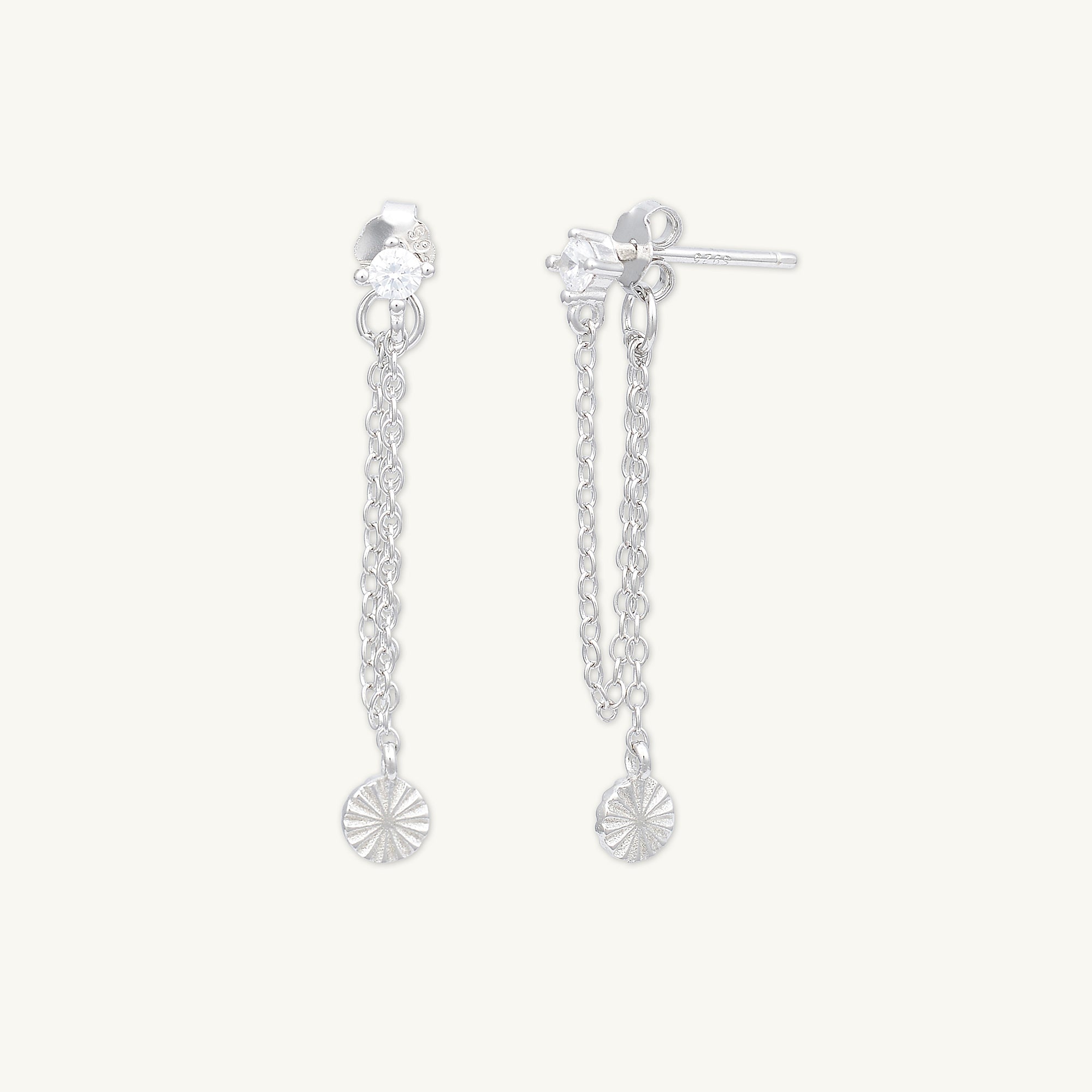 Sapphire Dangle Disc Chain Earrings - Camile & Stone