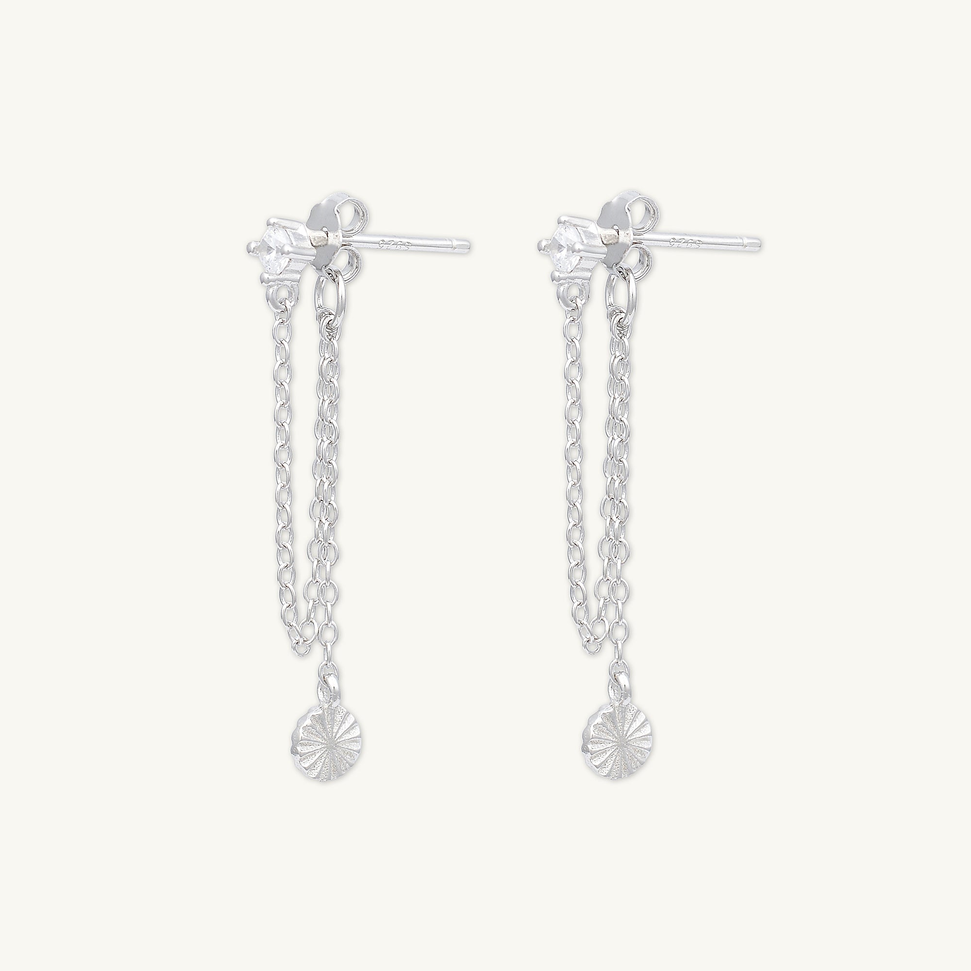 Sapphire Dangle Disc Chain Earrings - Camile & Stone
