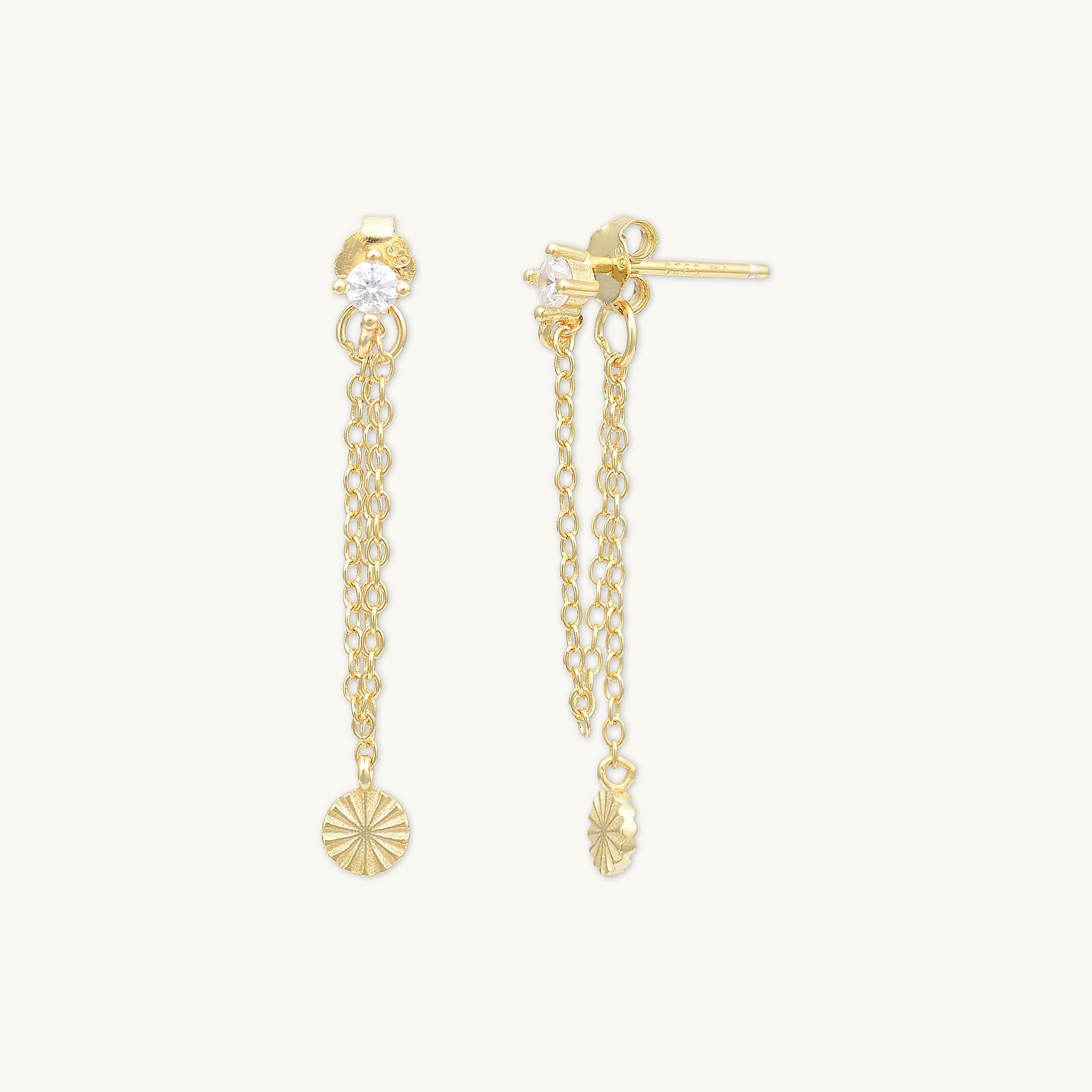 Sapphire Dangle Disc Chain Earrings - Camile & Stone
