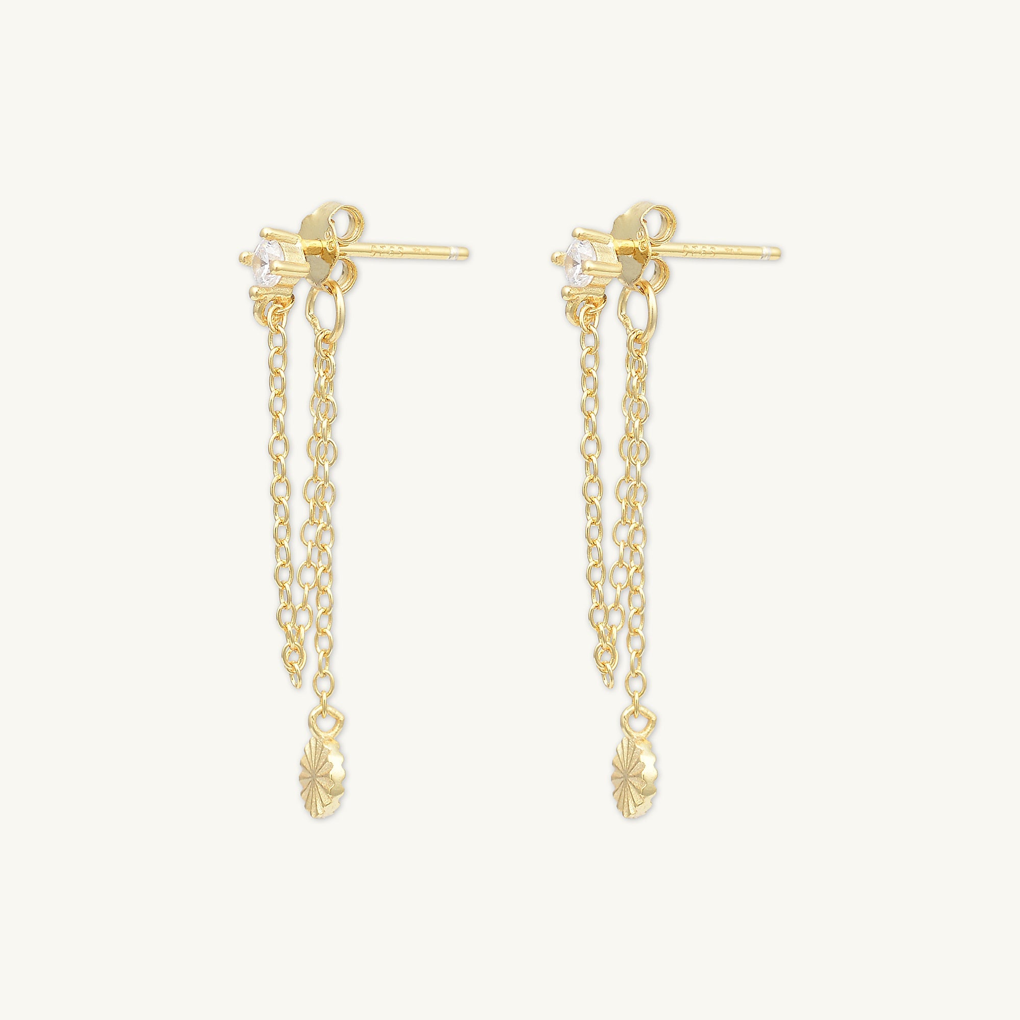 Sapphire Dangle Disc Chain Earrings - Camile & Stone