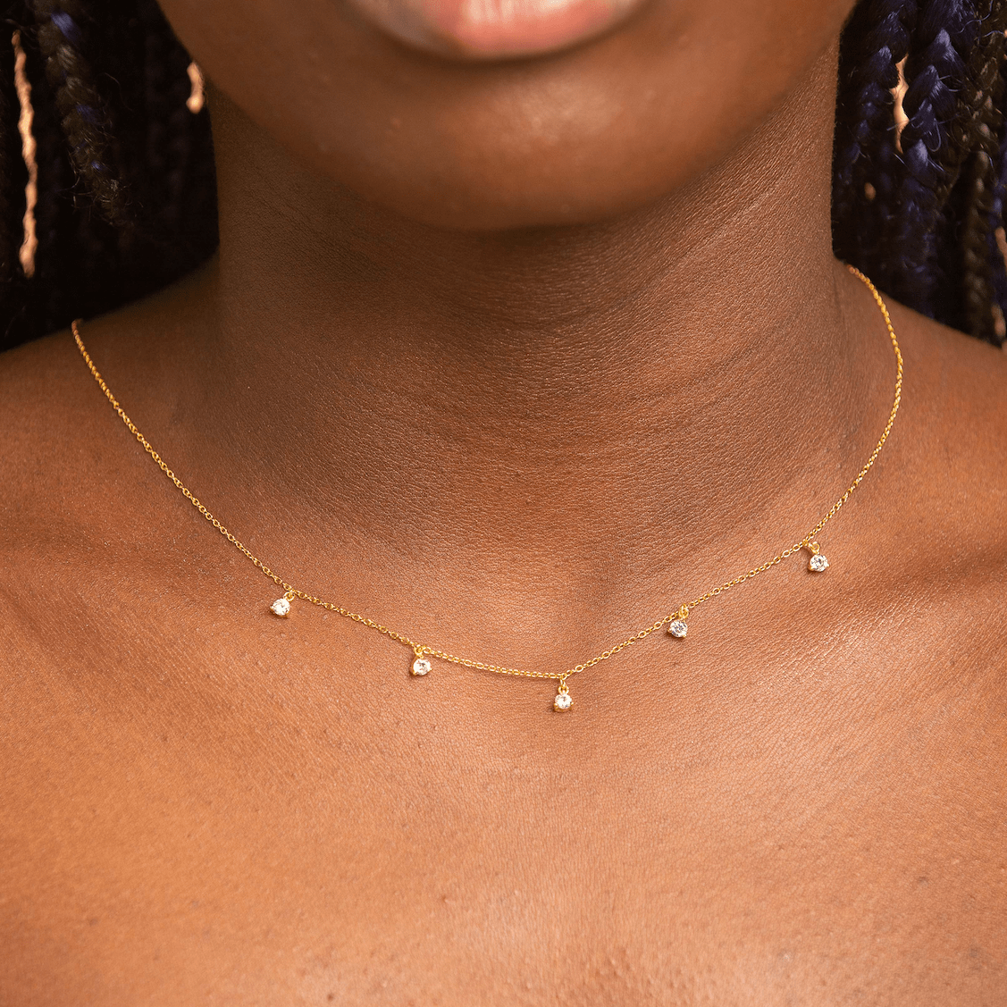 Sapphire Dangling Chain Necklace - Camile & Stone