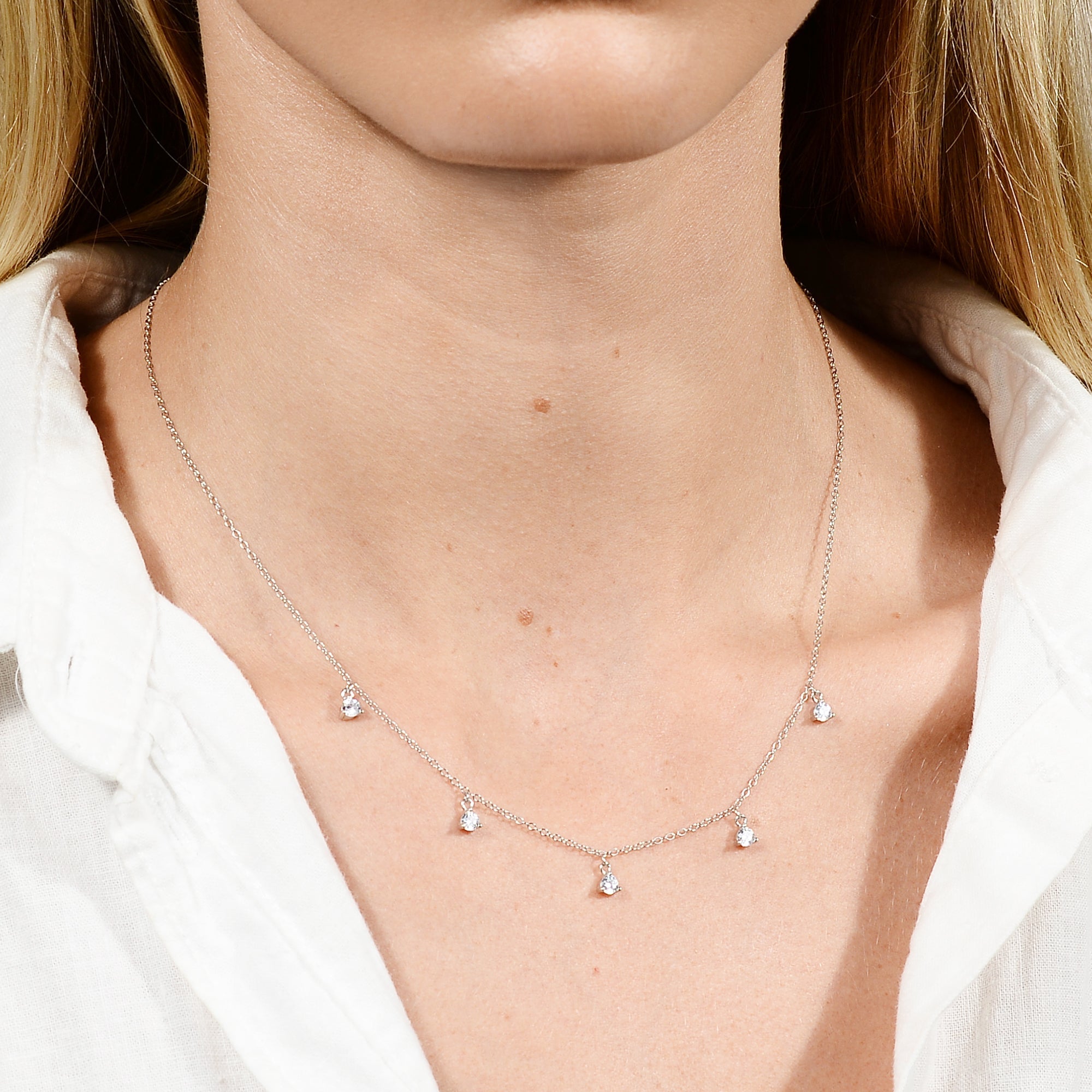 Sapphire Dangling Chain Necklace - Camile & Stone