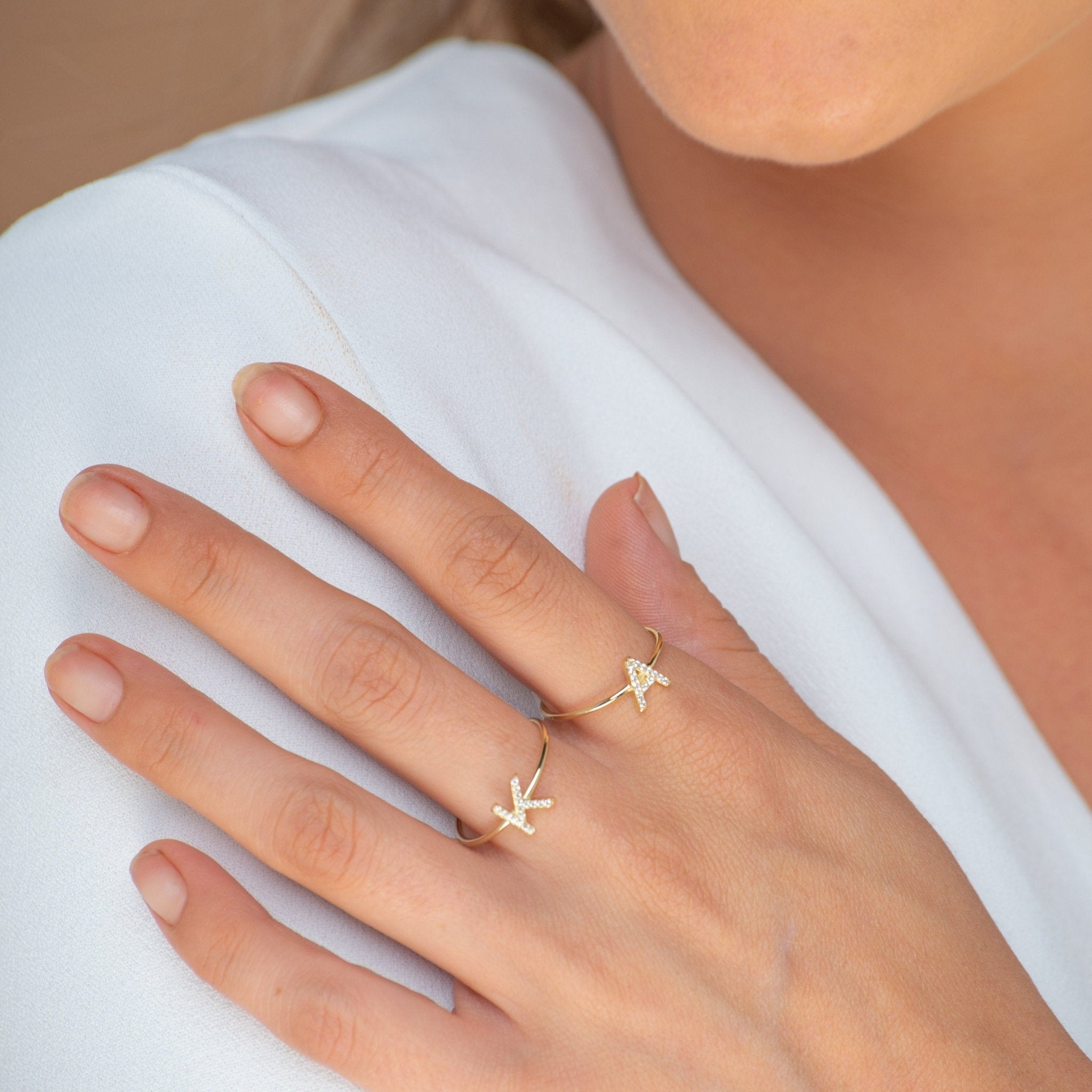 Sapphire Initial Letter Ring - Camile & Stone