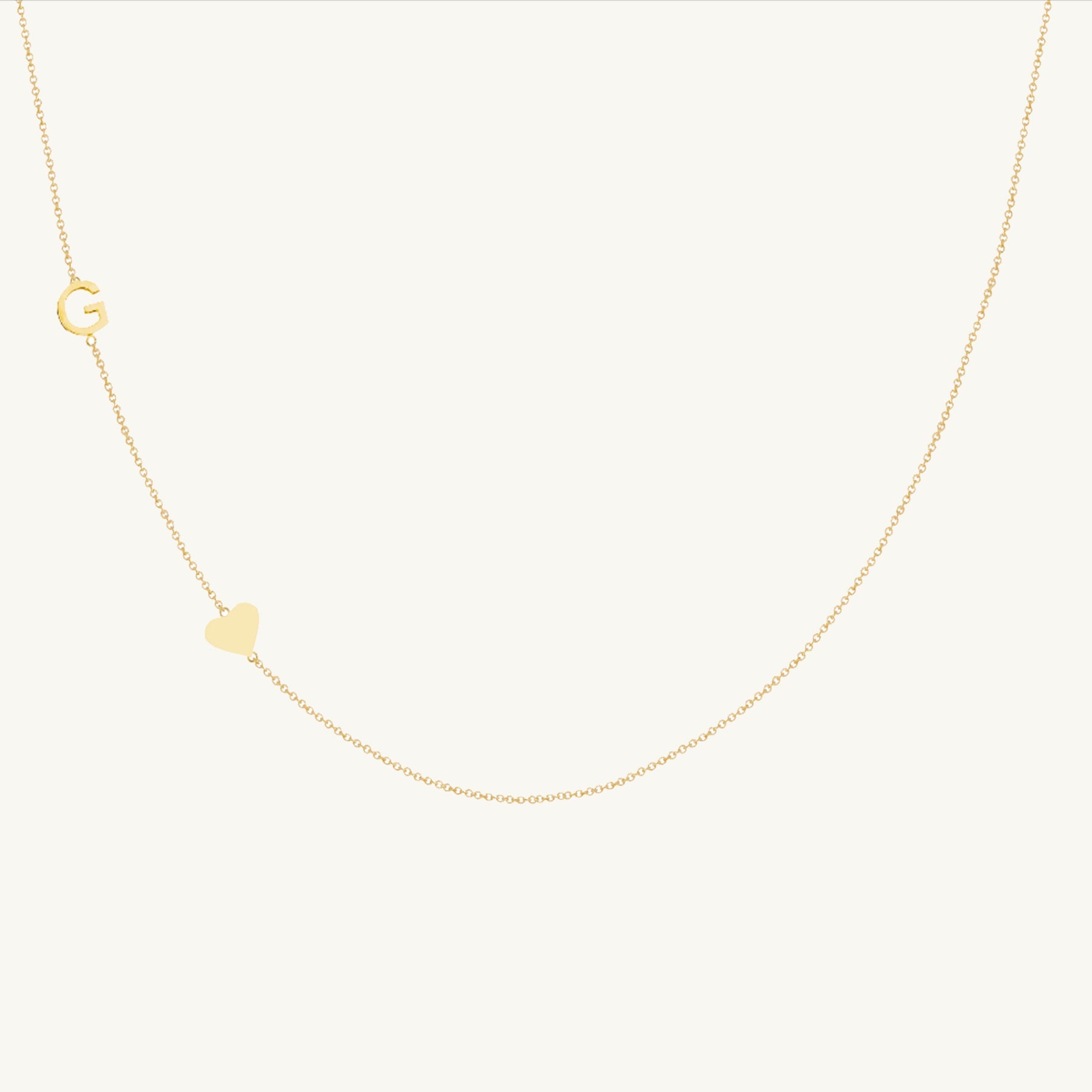 Sideways Initial Letter Solid Heart Necklace - Camile & Stone