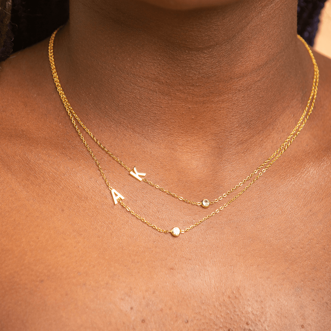Sideways Pave Letter Necklace - Camile & Stone