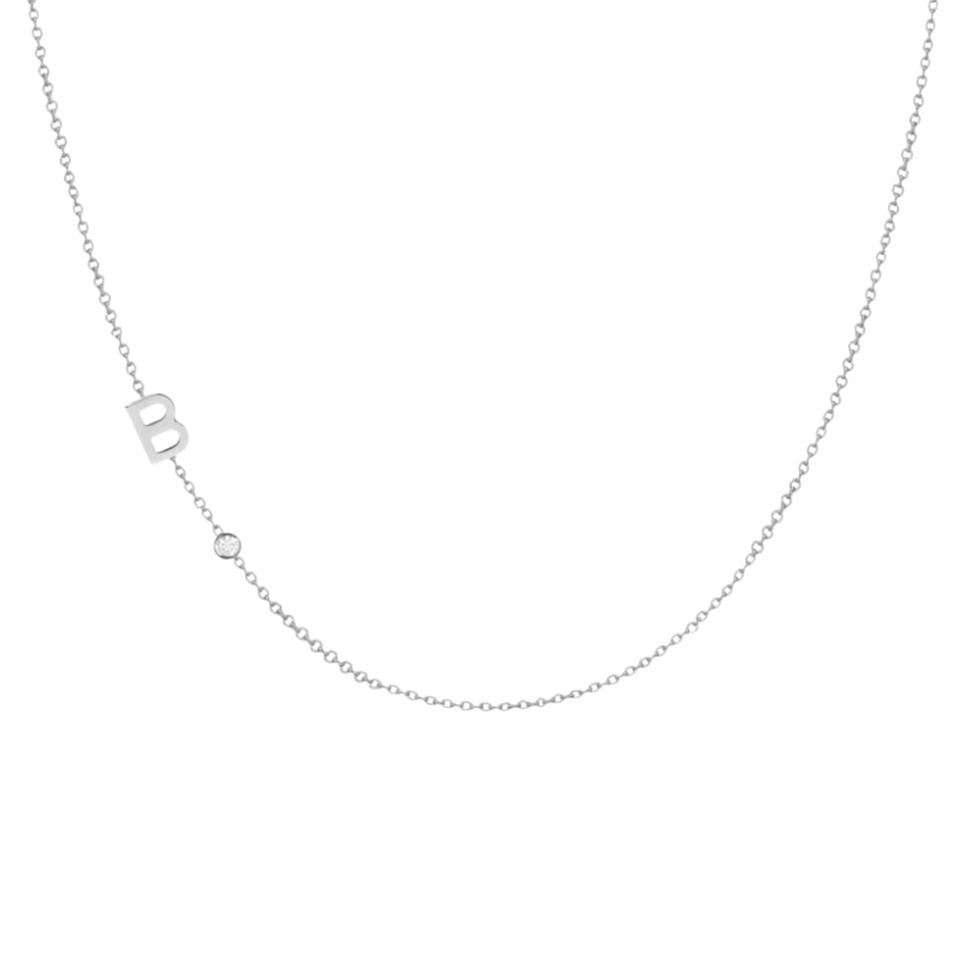 Sideways Pave Letter Necklace - Camile & Stone