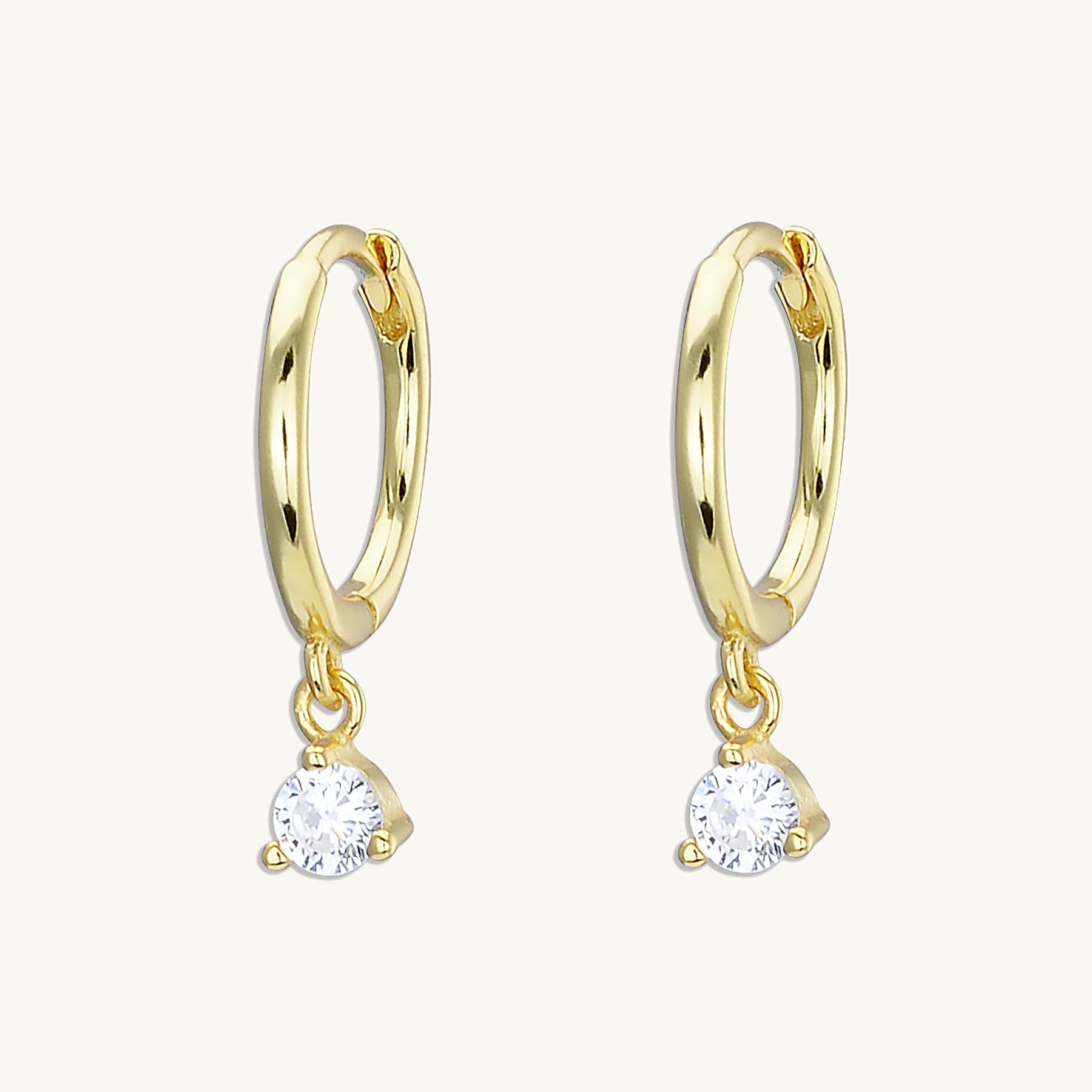 Solitaire Hoop Huggie Earrings - Camile & Stone