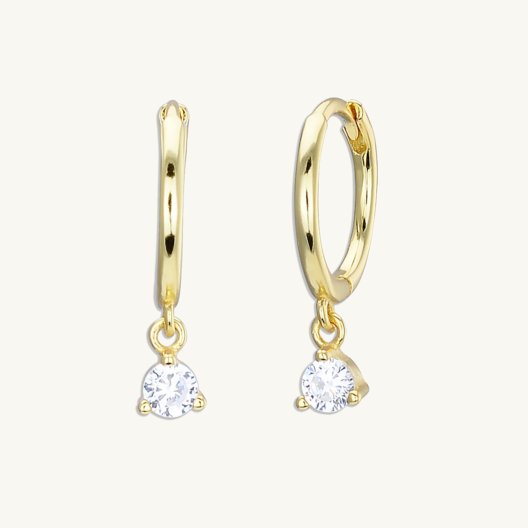 Solitaire Hoop Huggie Earrings - Camile & Stone