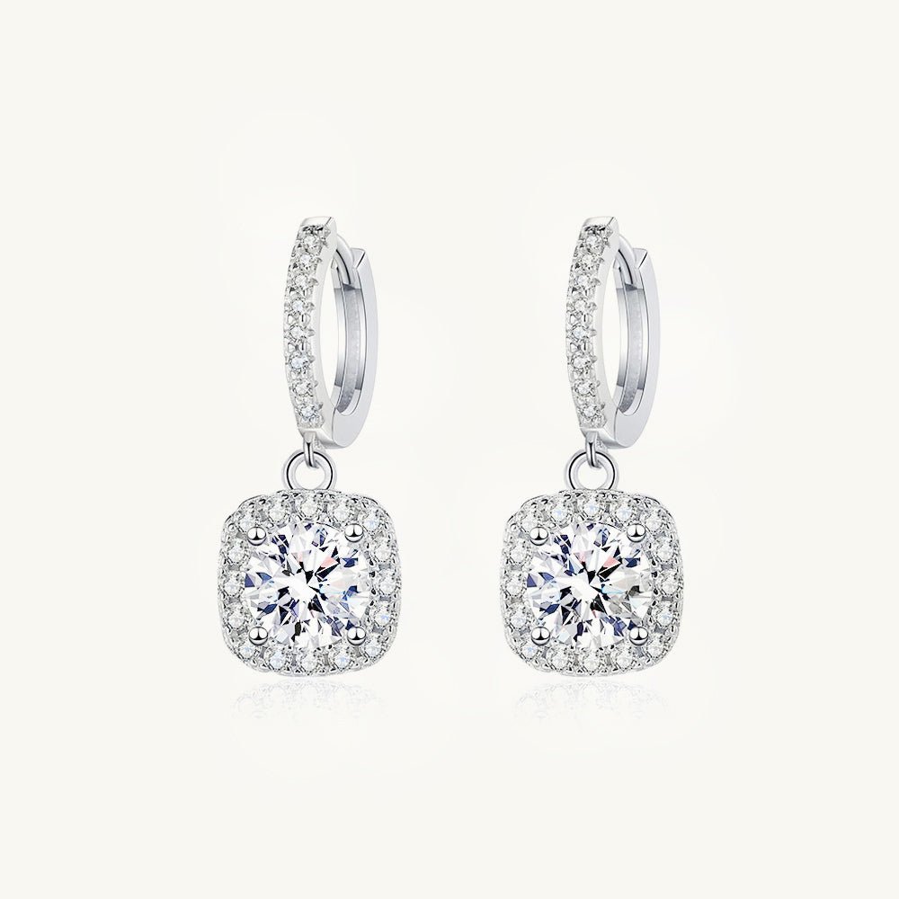 Square Halo Moissanite Hoop Huggie Earrings 0.5 Carat - Camile & Stone