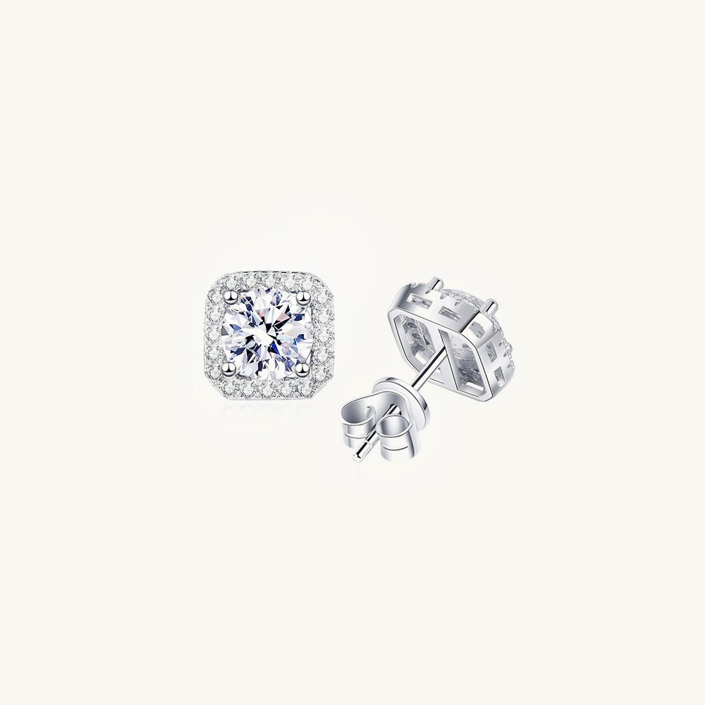 Square Halo Moissanite Stud Earrings 0.5 Carat - Camile & Stone