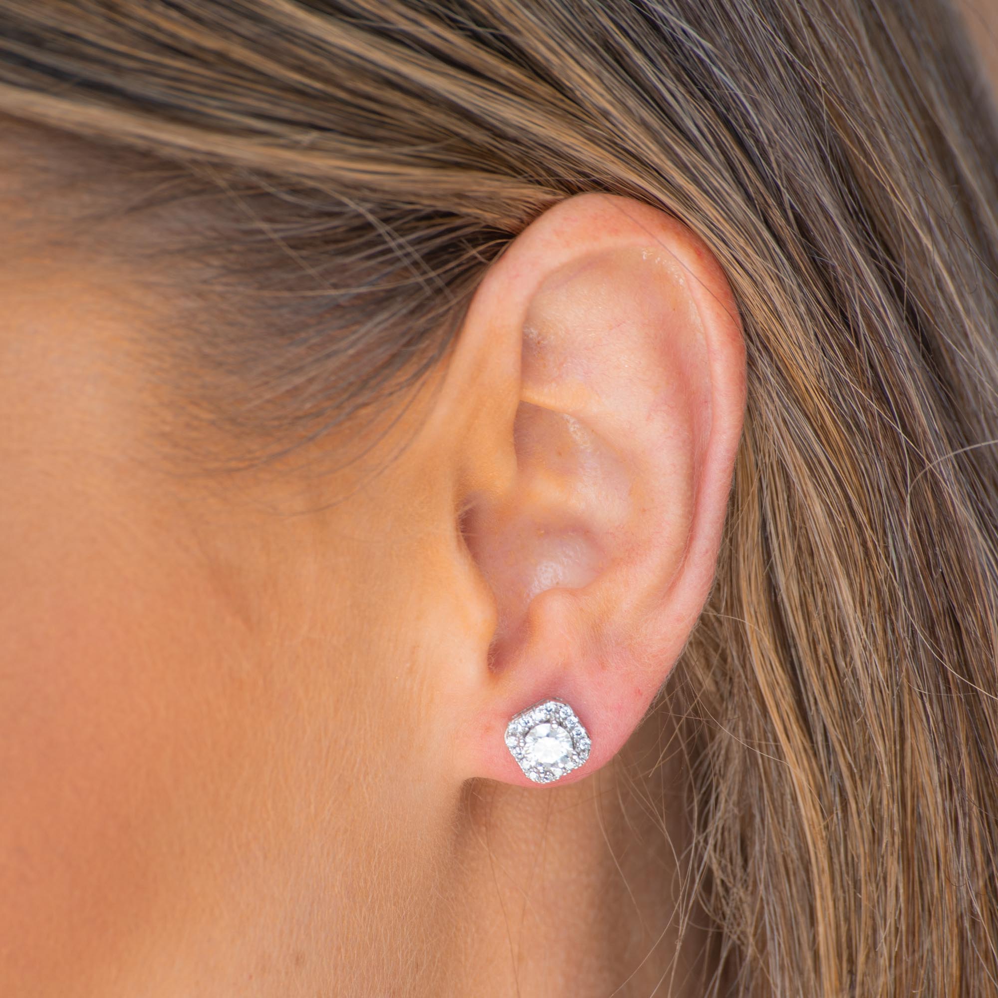 Square Halo Moissanite Stud Earrings 0.5 Carat - Camile & Stone