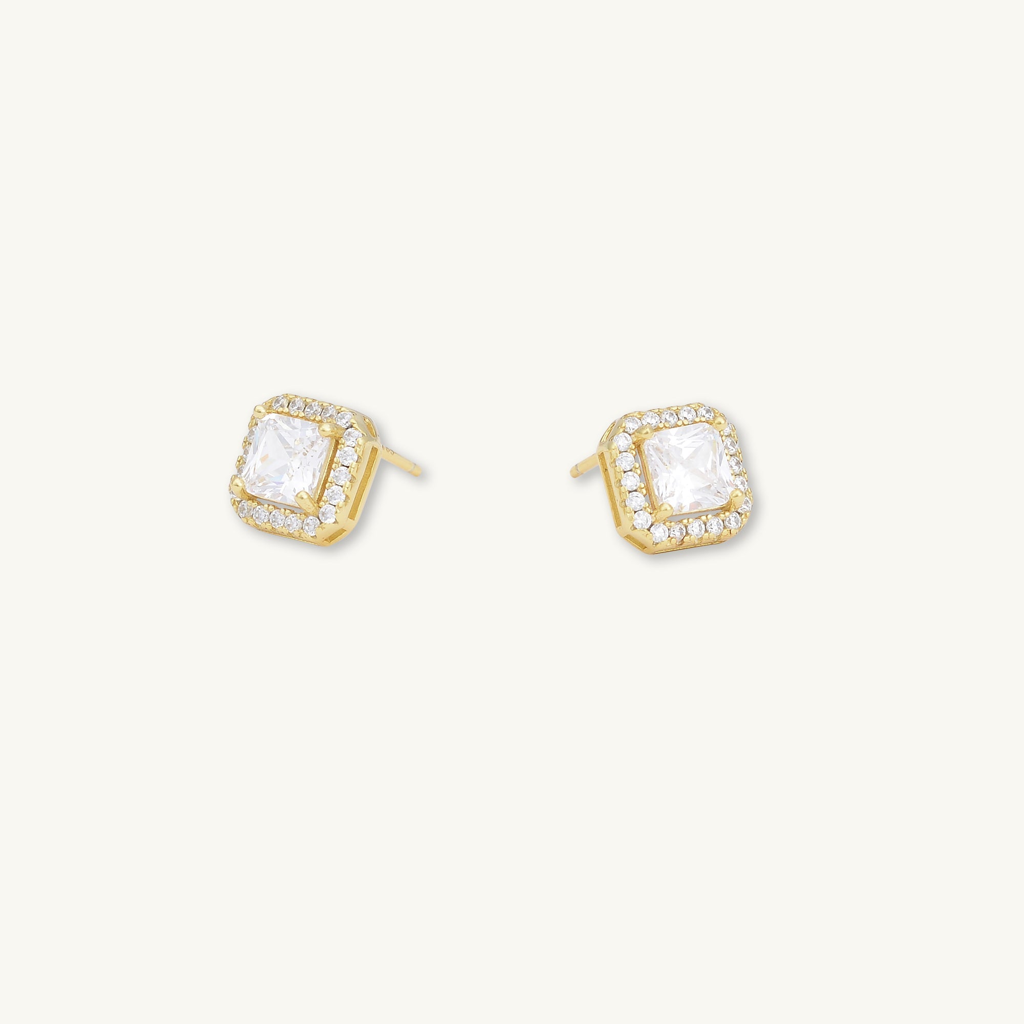 Square Pave Halo Stud Earrings - Camile & Stone