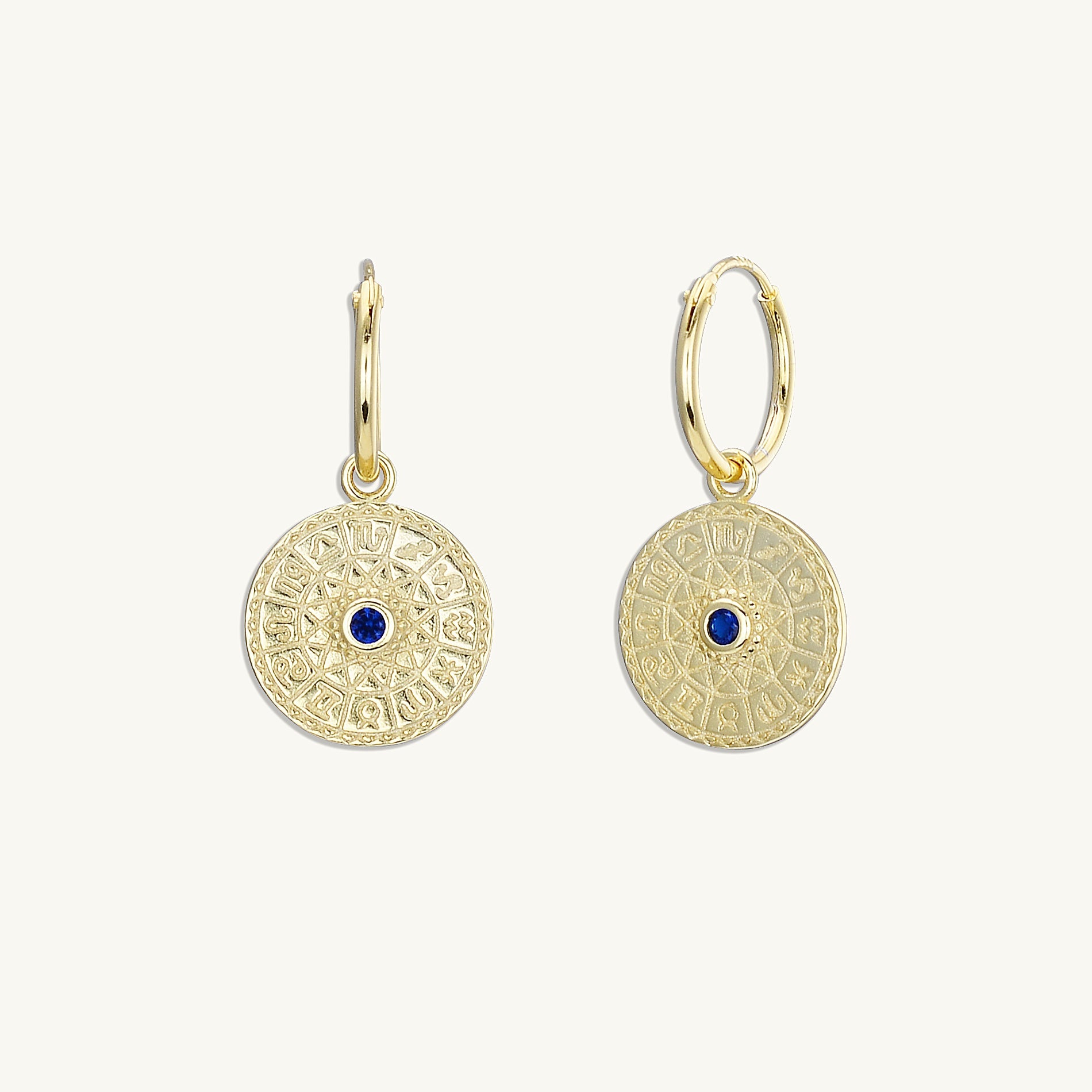 Star Sign Medallion Hoop Earrings - Camile & Stone