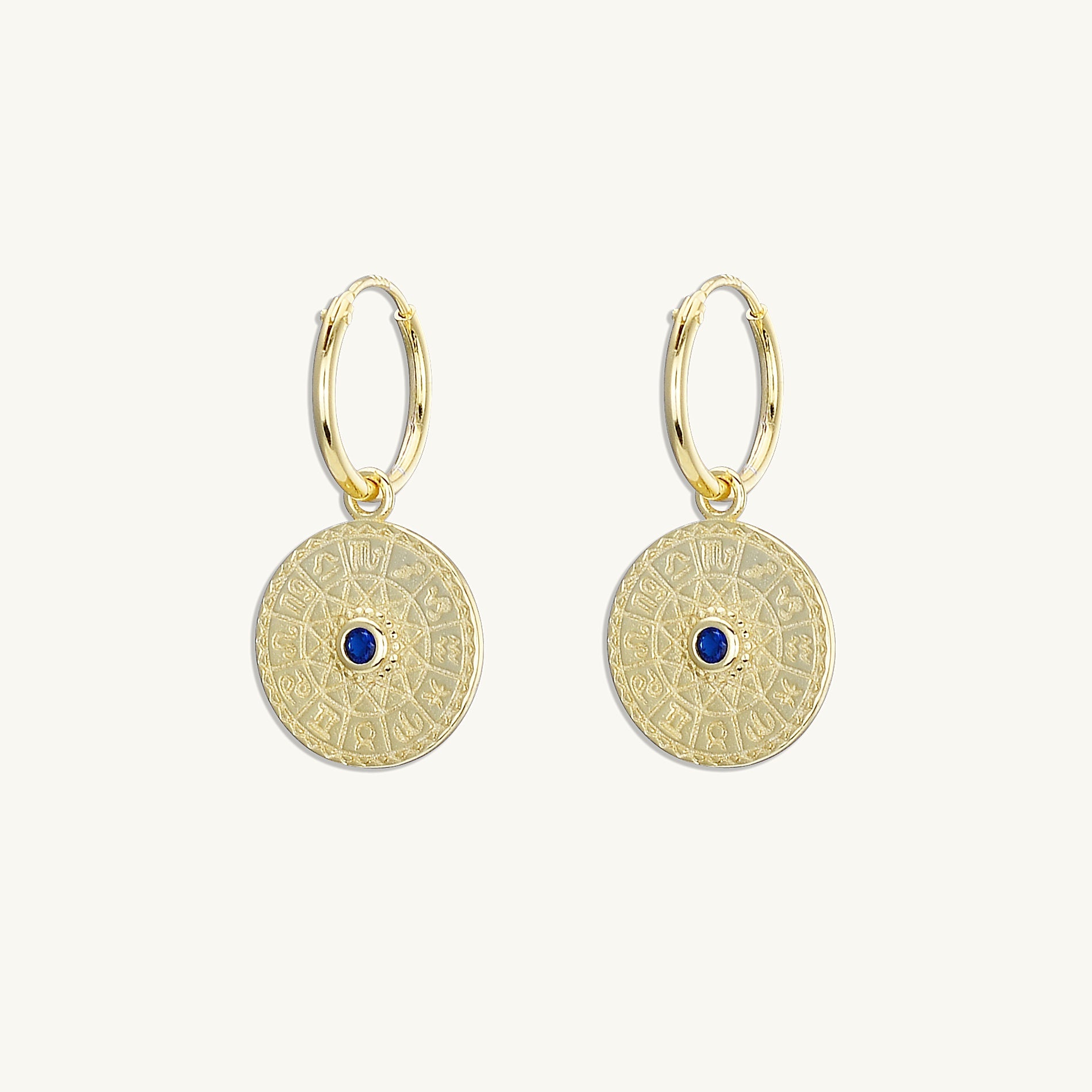 Star Sign Medallion Hoop Earrings - Camile & Stone
