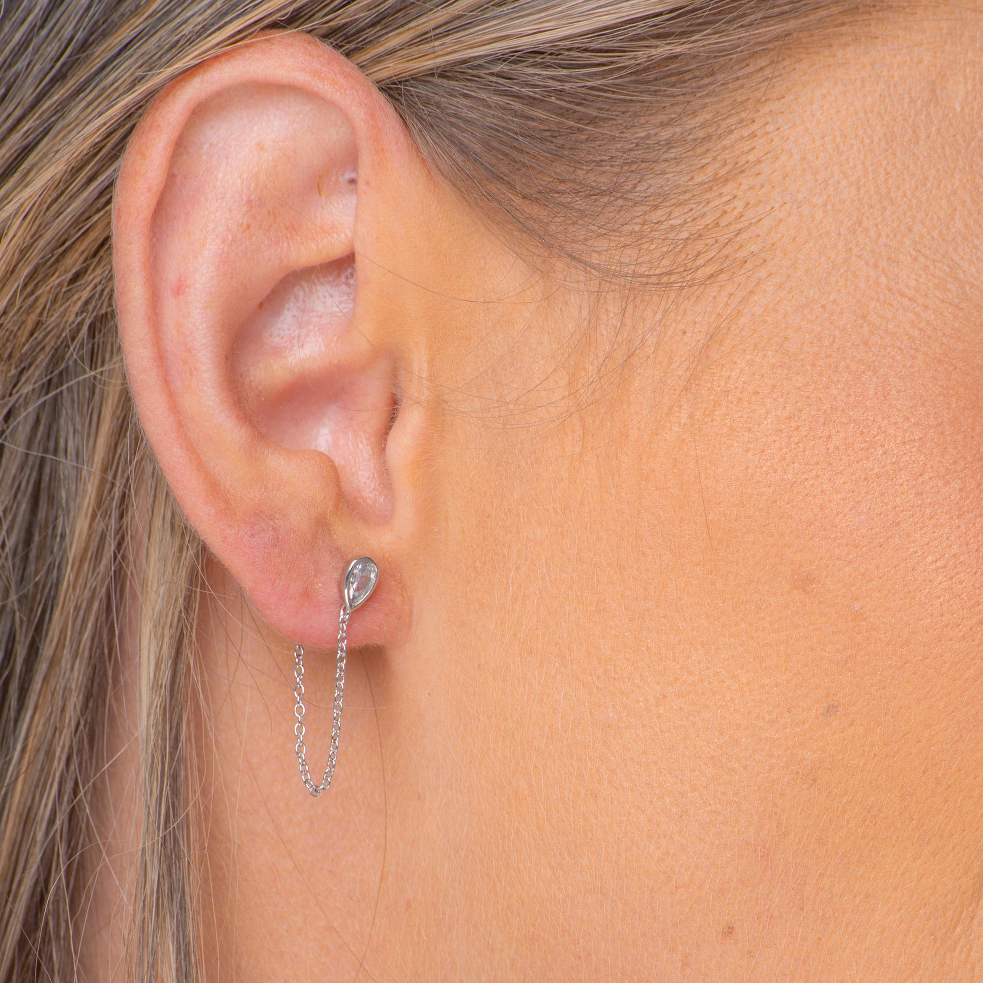 Teardrop Sapphire Dangle Chain Earrings - Camile & Stone