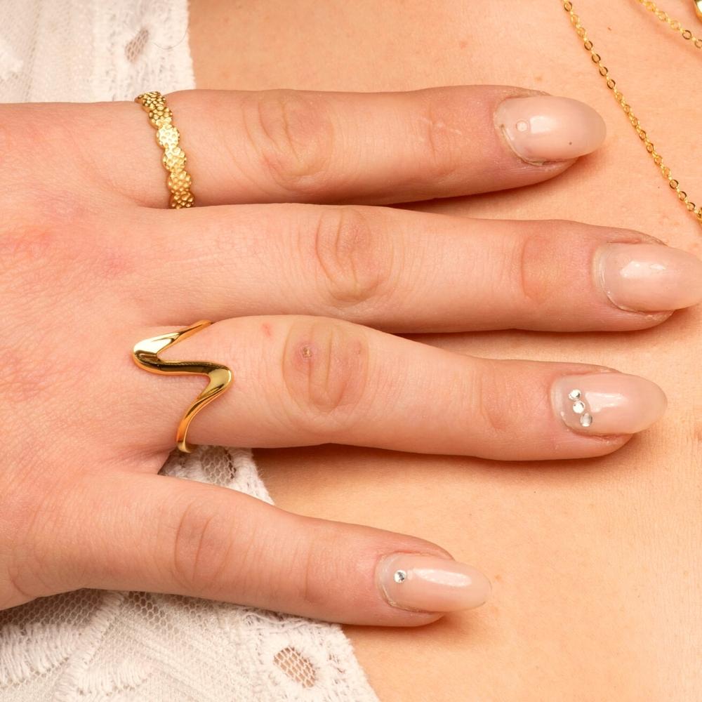 Thin Wave Open Adjustable Ring - Camile & Stone