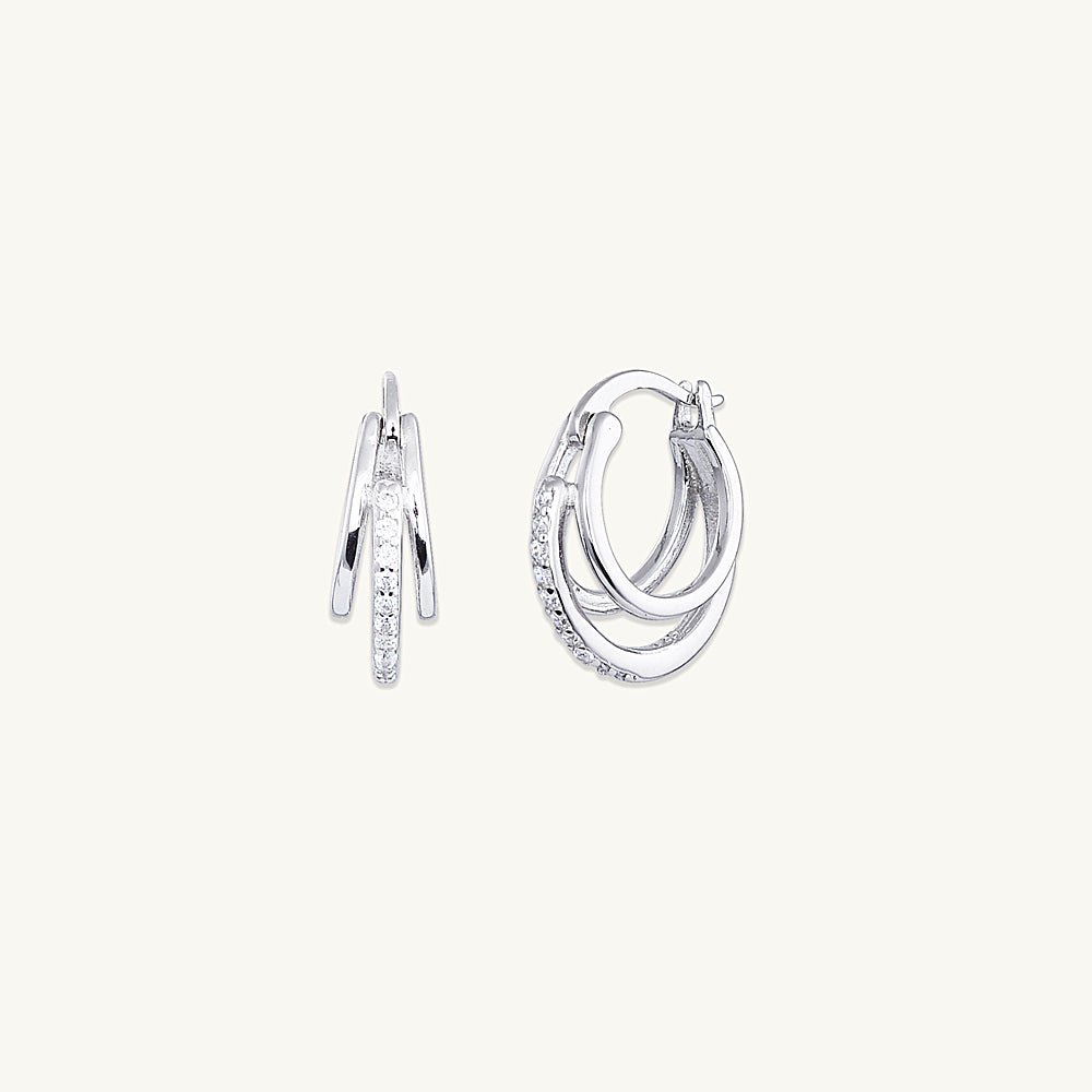 Triplet Pave Huggie Earrings - Camile & Stone
