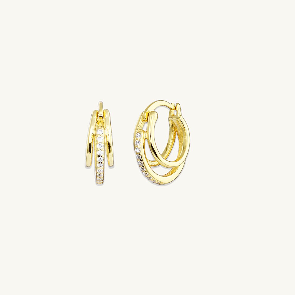 Triplet Pave Huggie Earrings - Camile & Stone