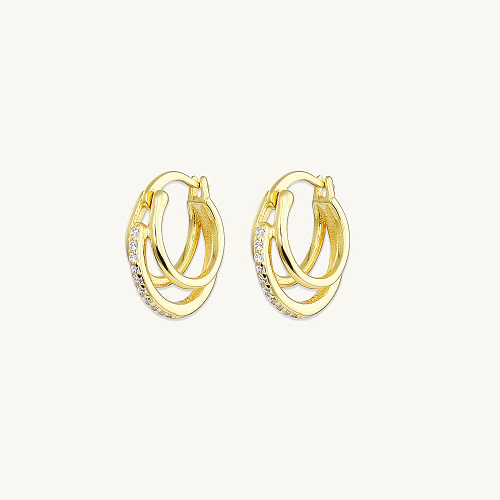 Triplet Pave Huggie Earrings - Camile & Stone
