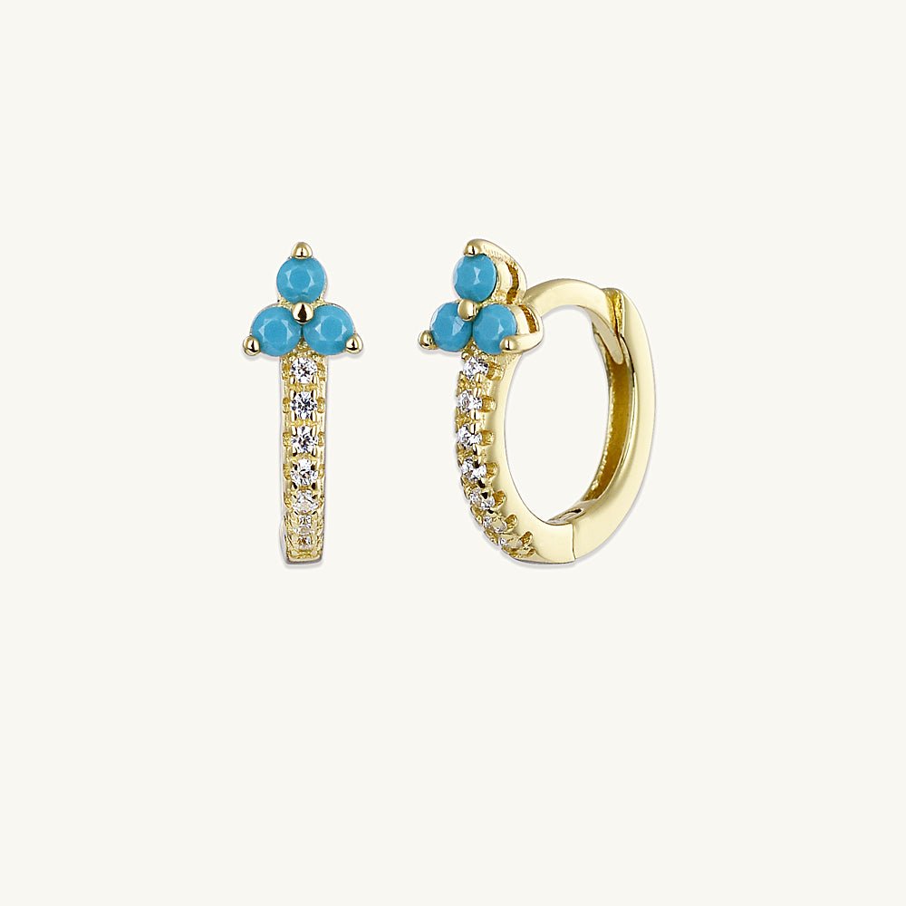 Turquoise Lotus Sapphire Hoop Earrings - Camile & Stone