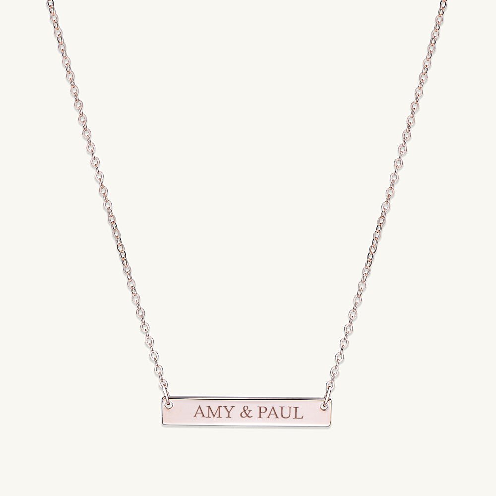Two Name Engraved Bar Necklace - Camile & Stone
