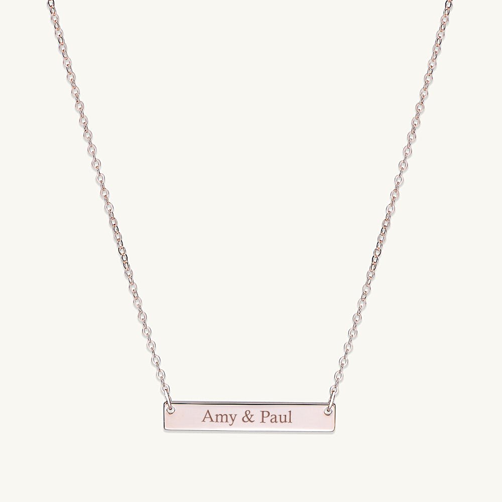 Two Name Engraved Bar Necklace - Camile & Stone