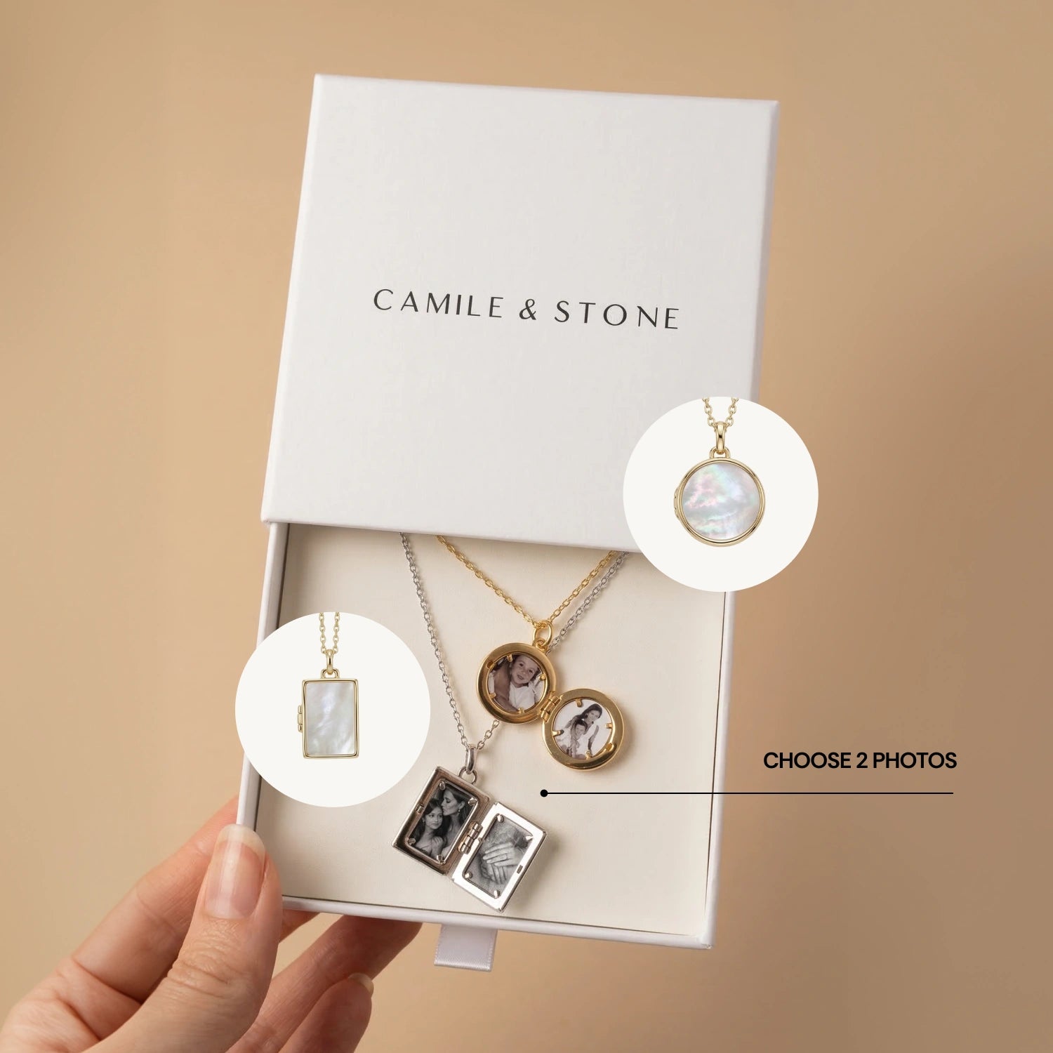 Eternal Circle MOP Photo Locket Necklace