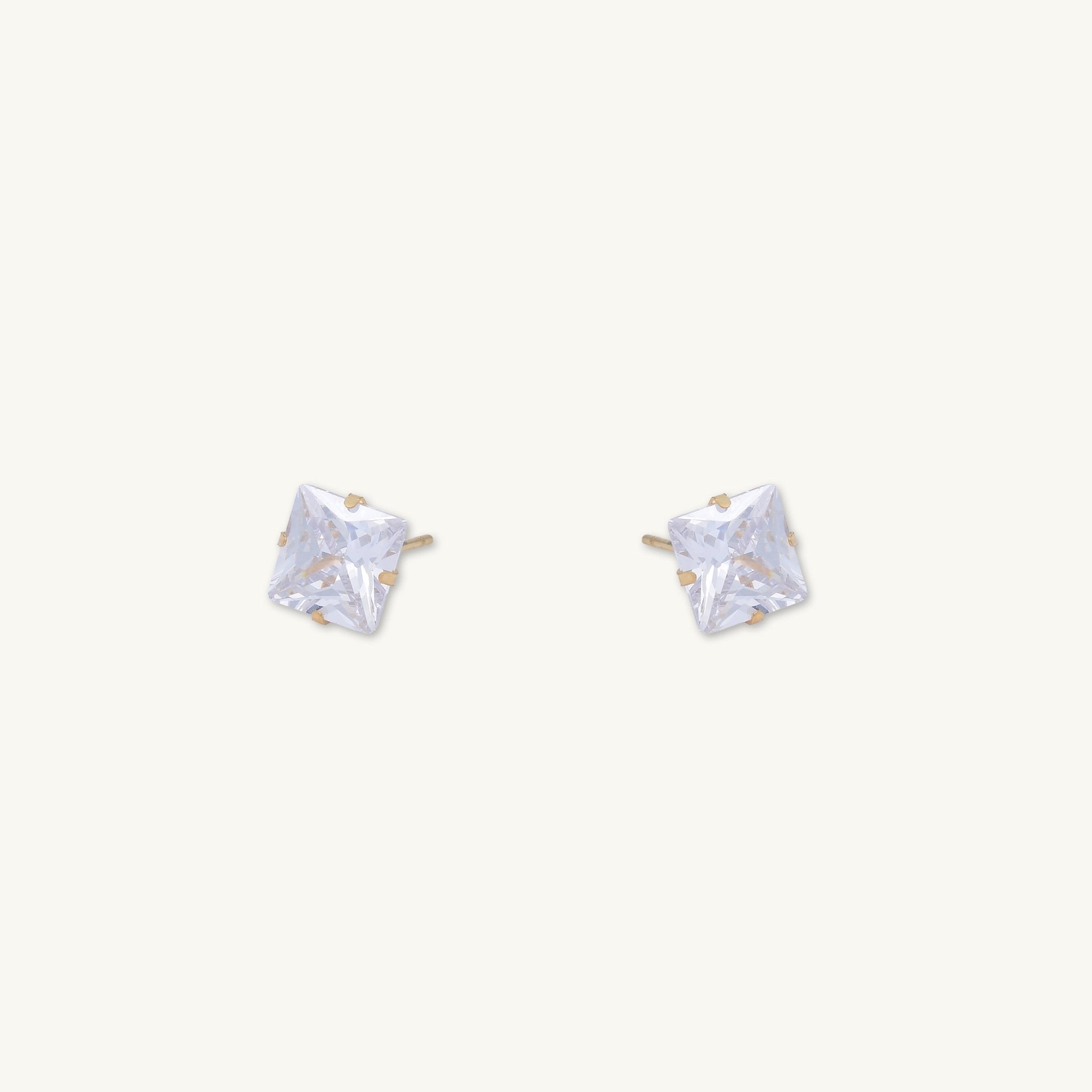 8mm Unisex Square Zirconia Stud Earrings - Camile & Stone