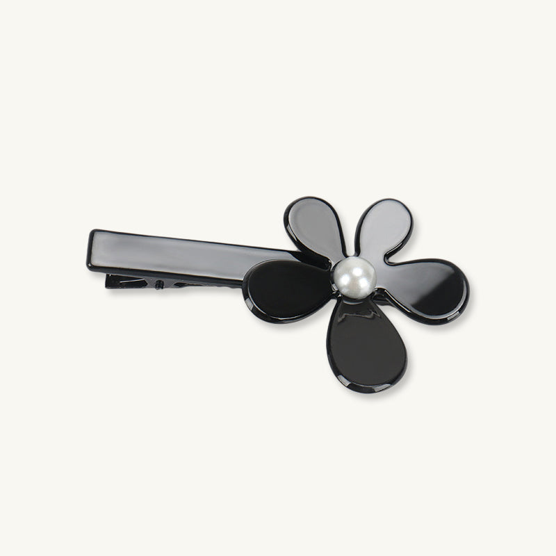 Daisy Black Pearl French Hair Clip