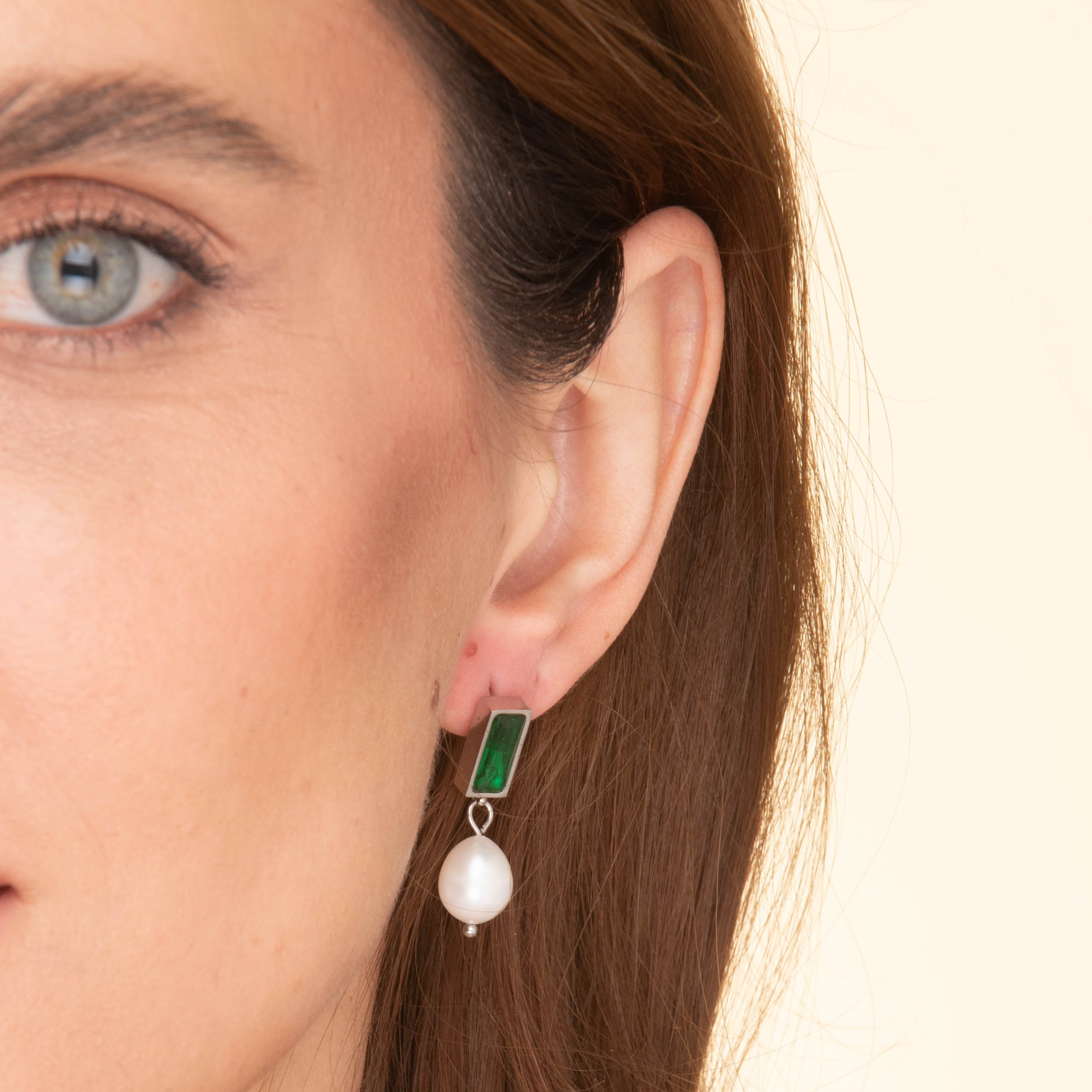 Lydia Emerald Pearl Earrings