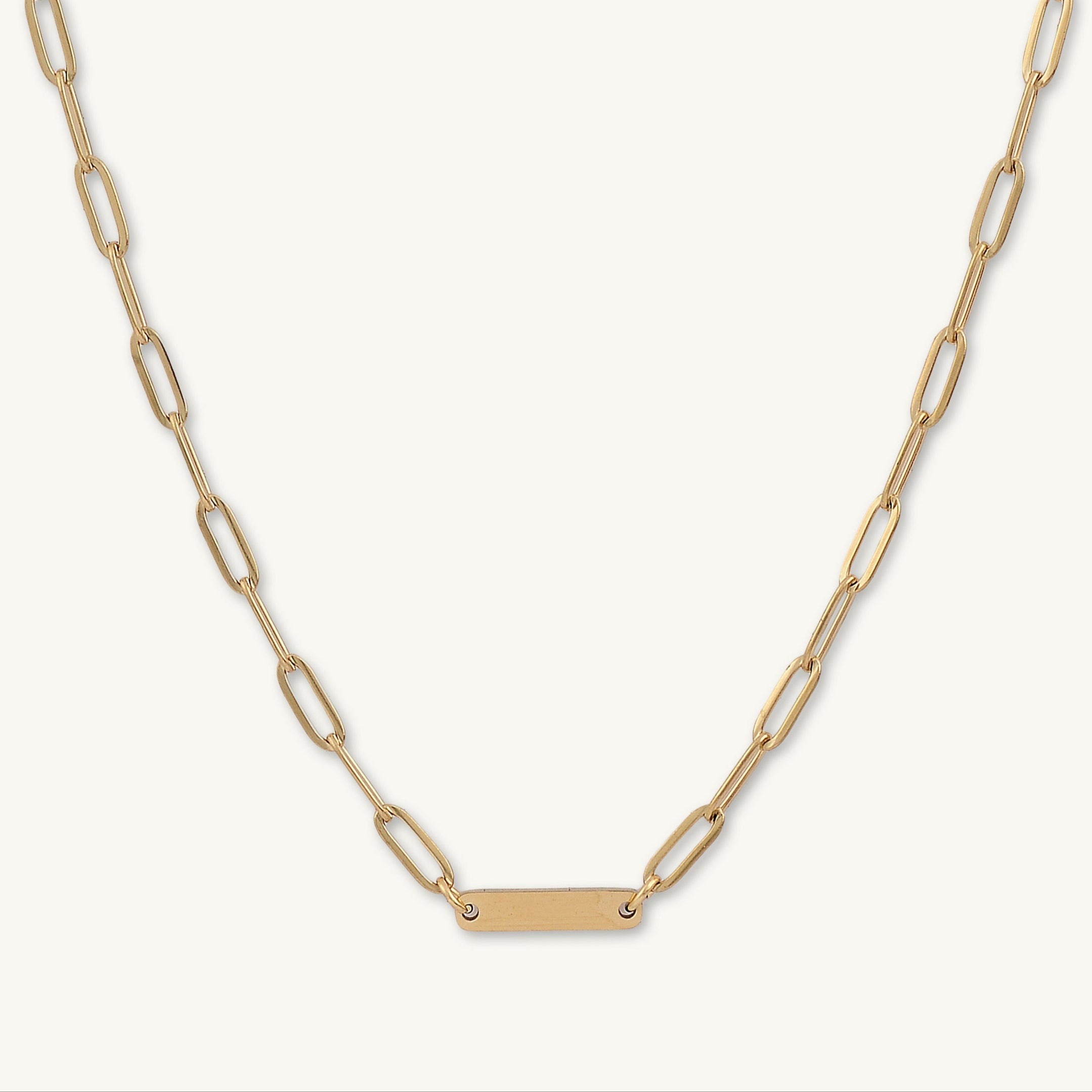 1 Bar Paper link Engraved Necklace