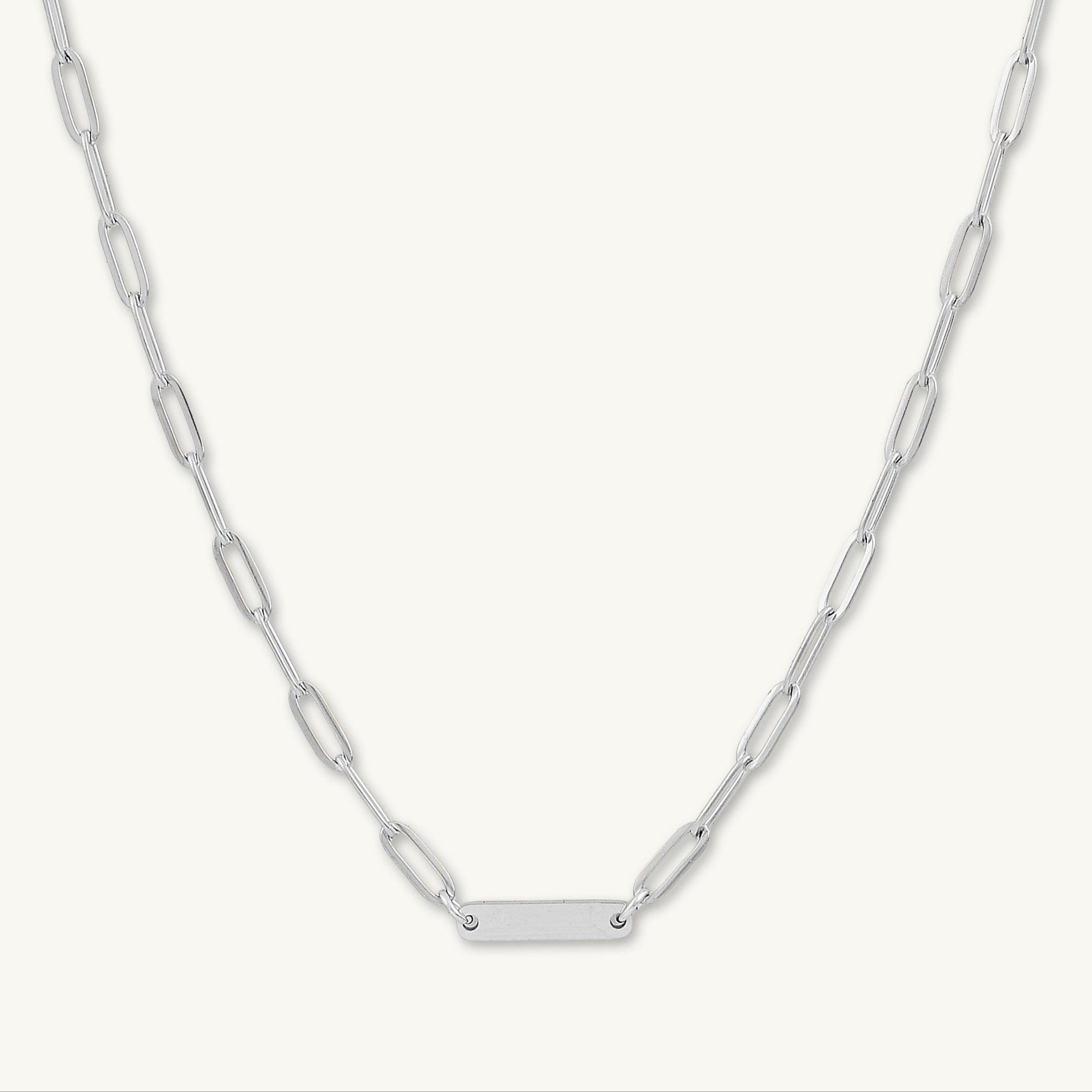 1 Bar Paper link Engraved Necklace