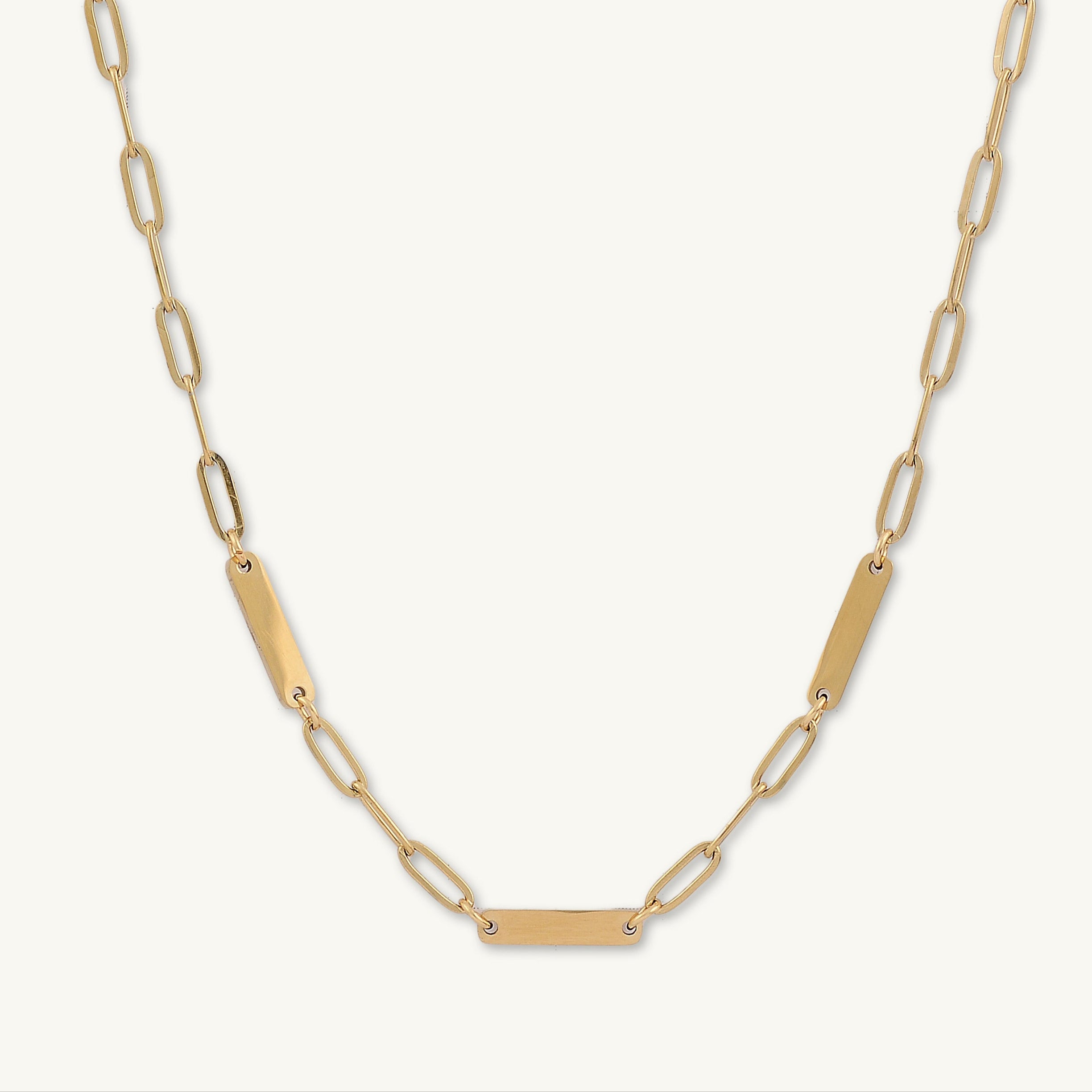 3 Bar Paper link Engraved Necklace