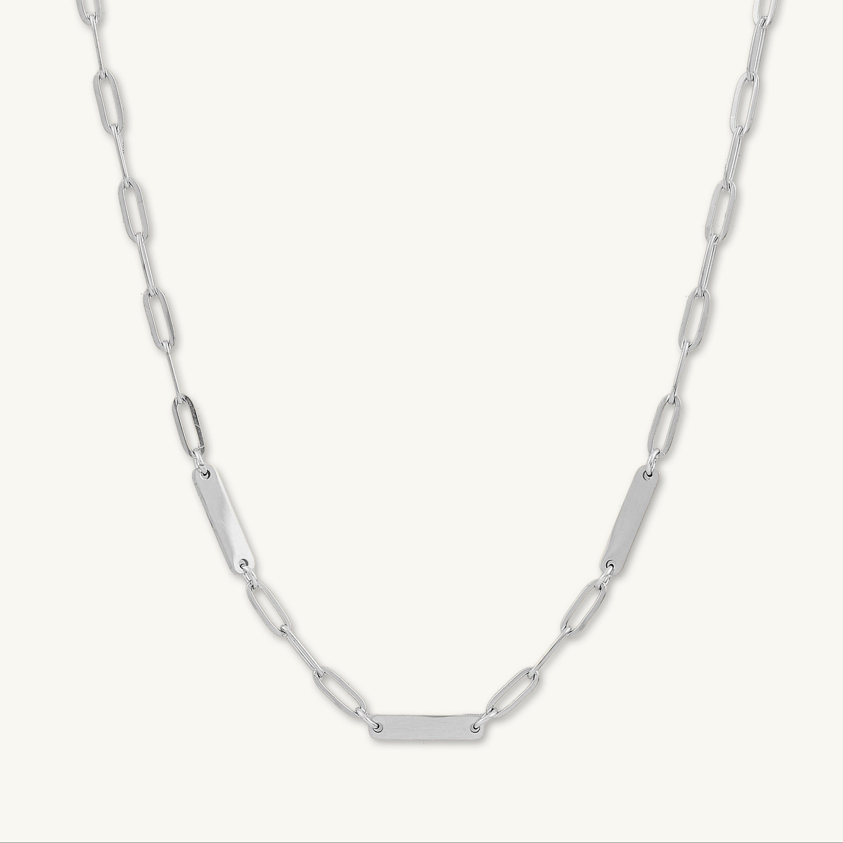 3 Bar Paper link Engraved Necklace