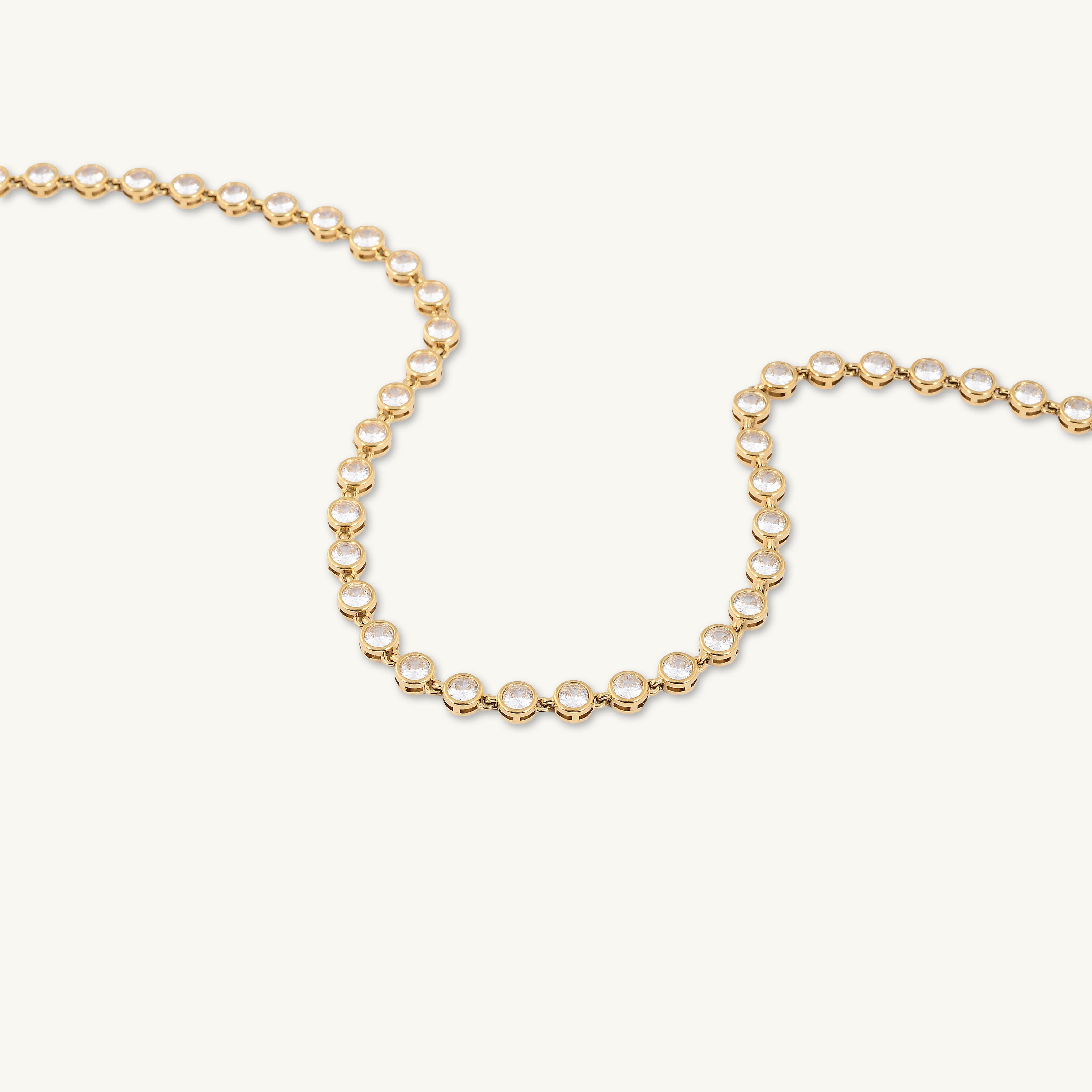 Round Tennis Sapphire Chain Necklace