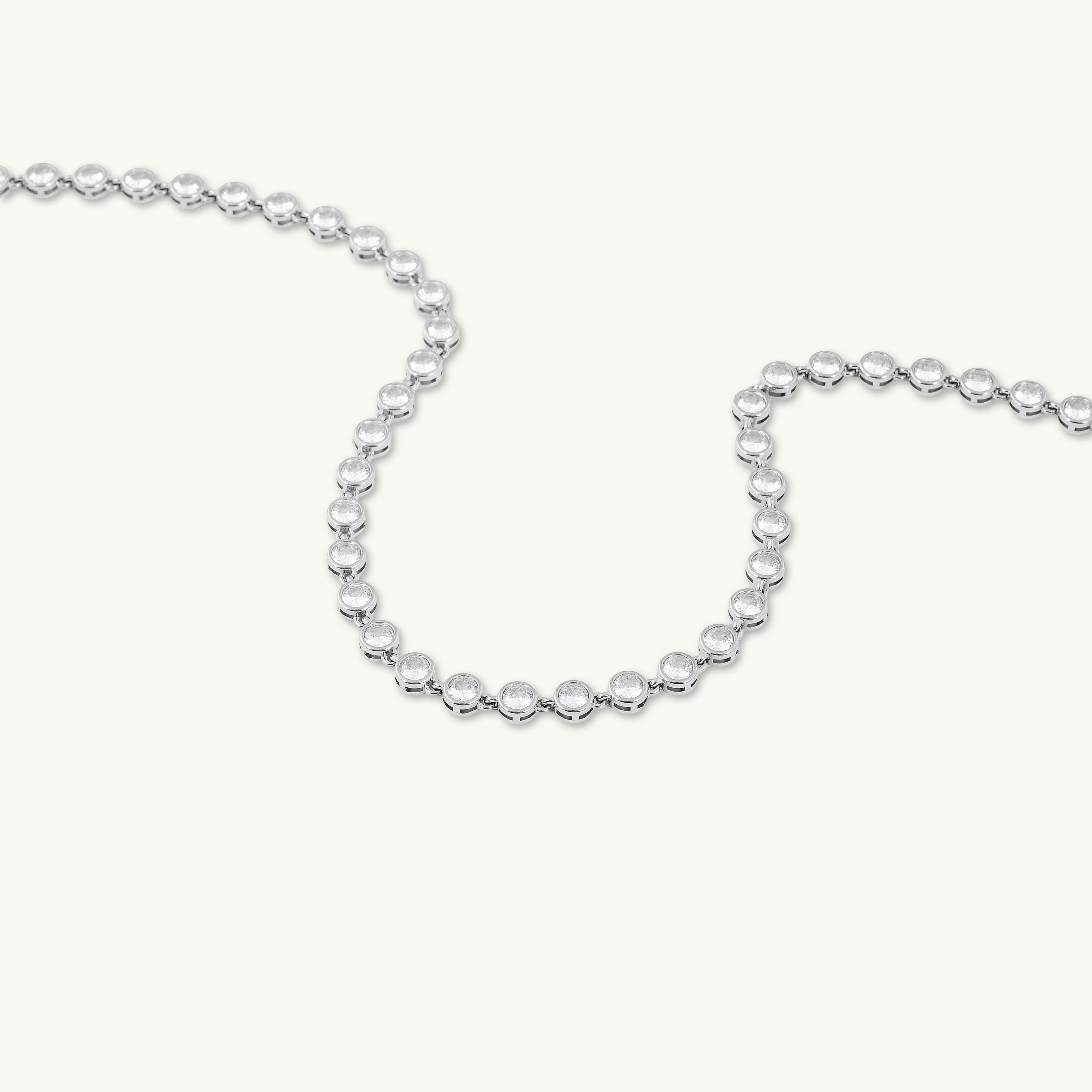 Round Tennis Sapphire Chain Necklace