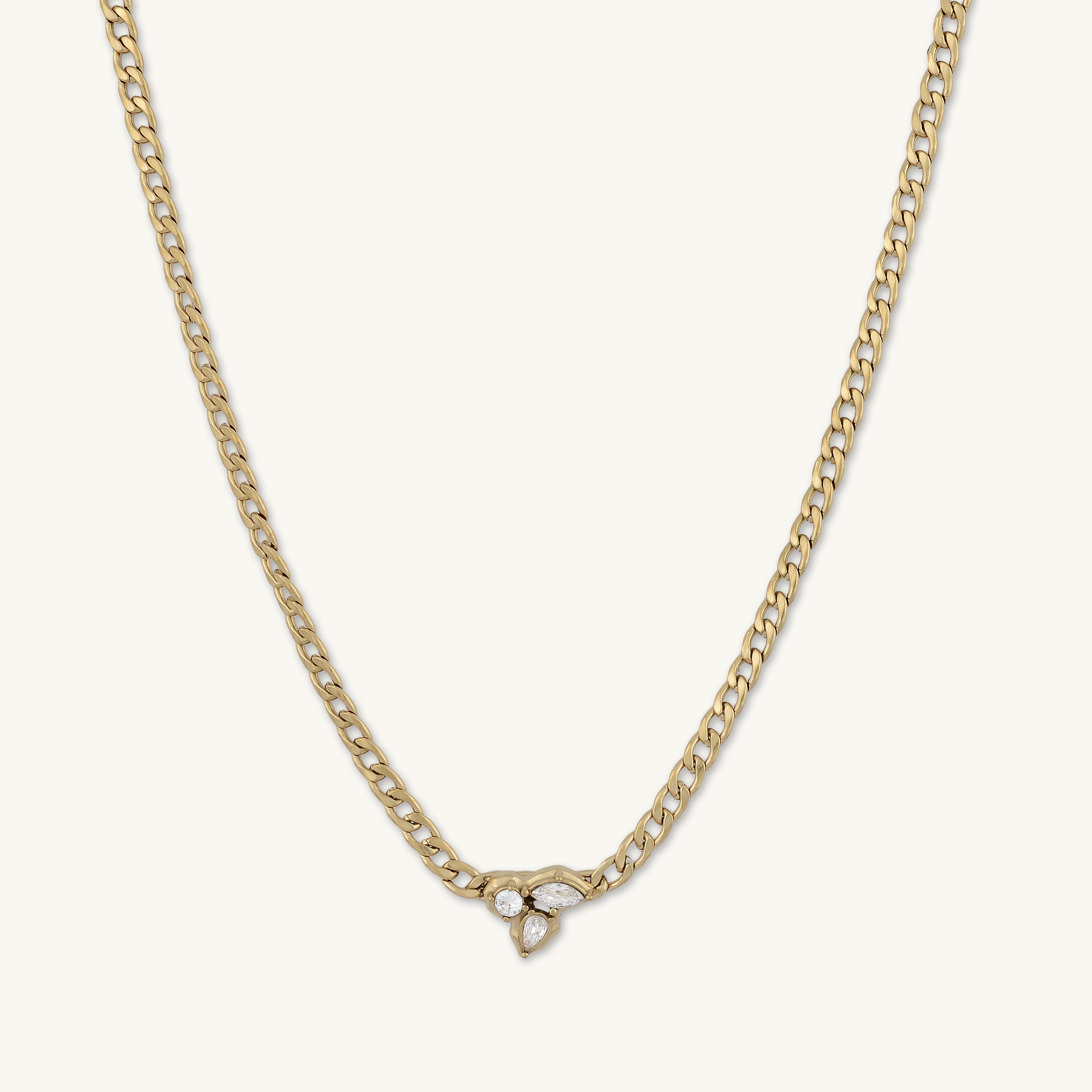 Trio Cluster Cuban Statement Necklace