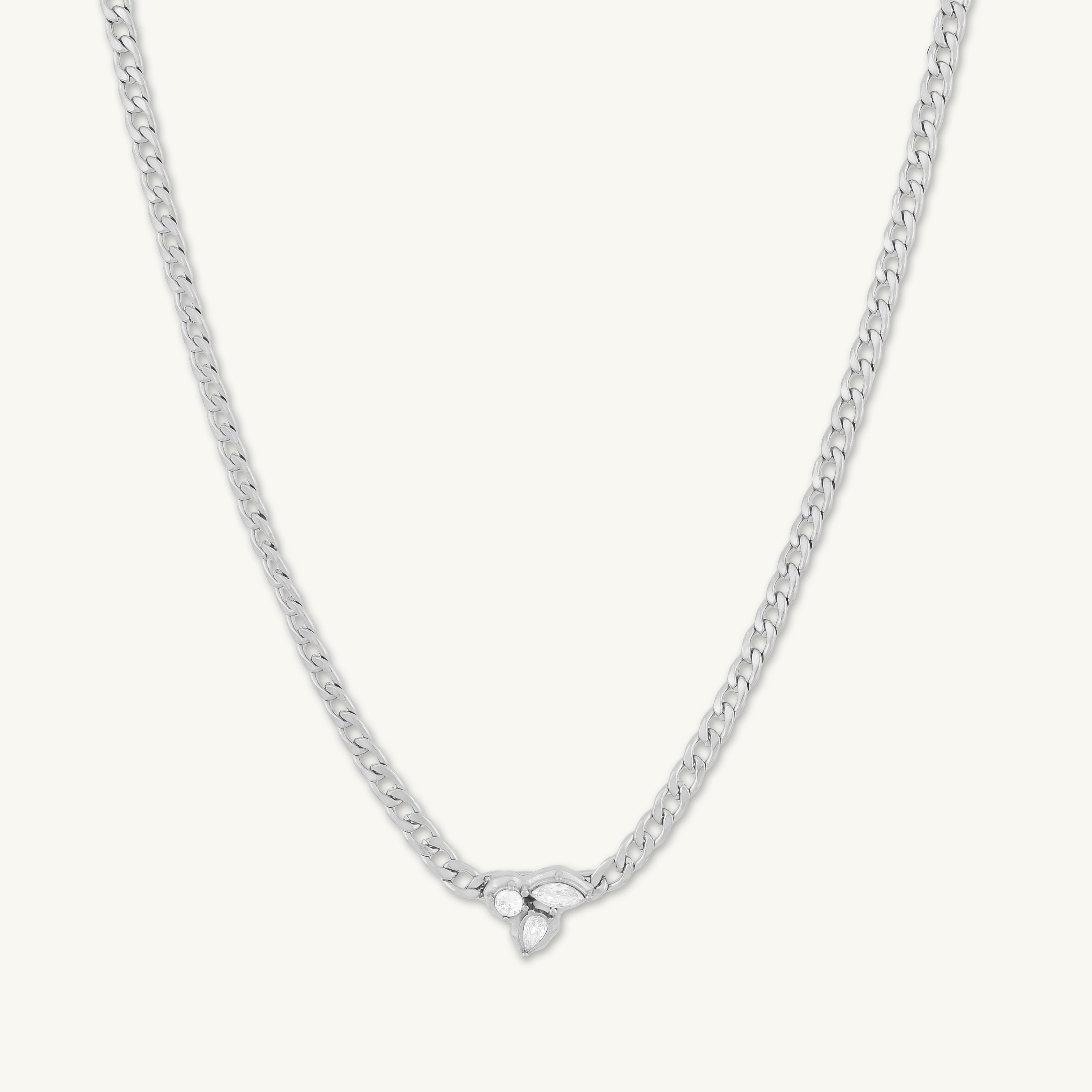 Trio Cluster Cuban Statement Necklace