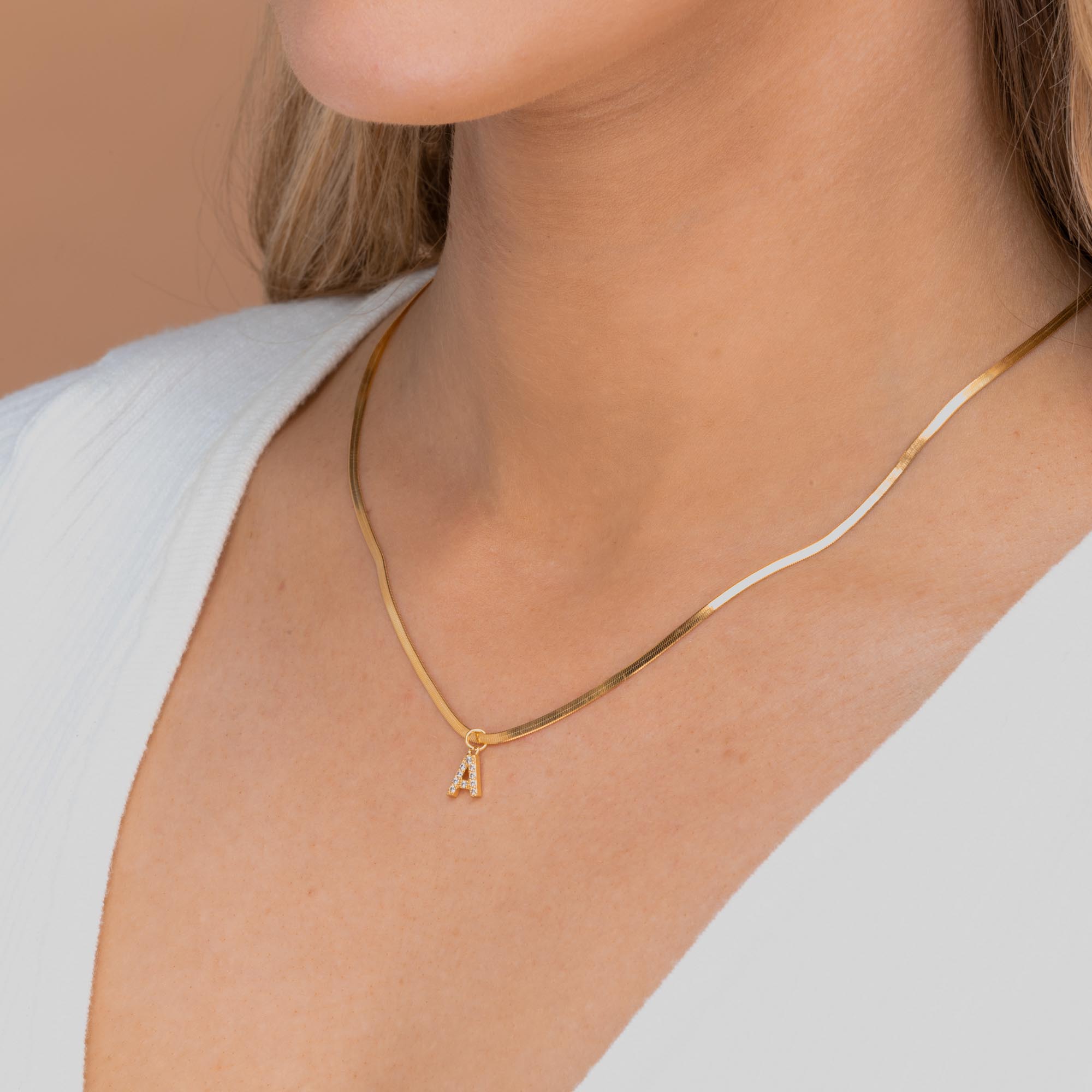 Sapphire Initial Herringbone Necklace