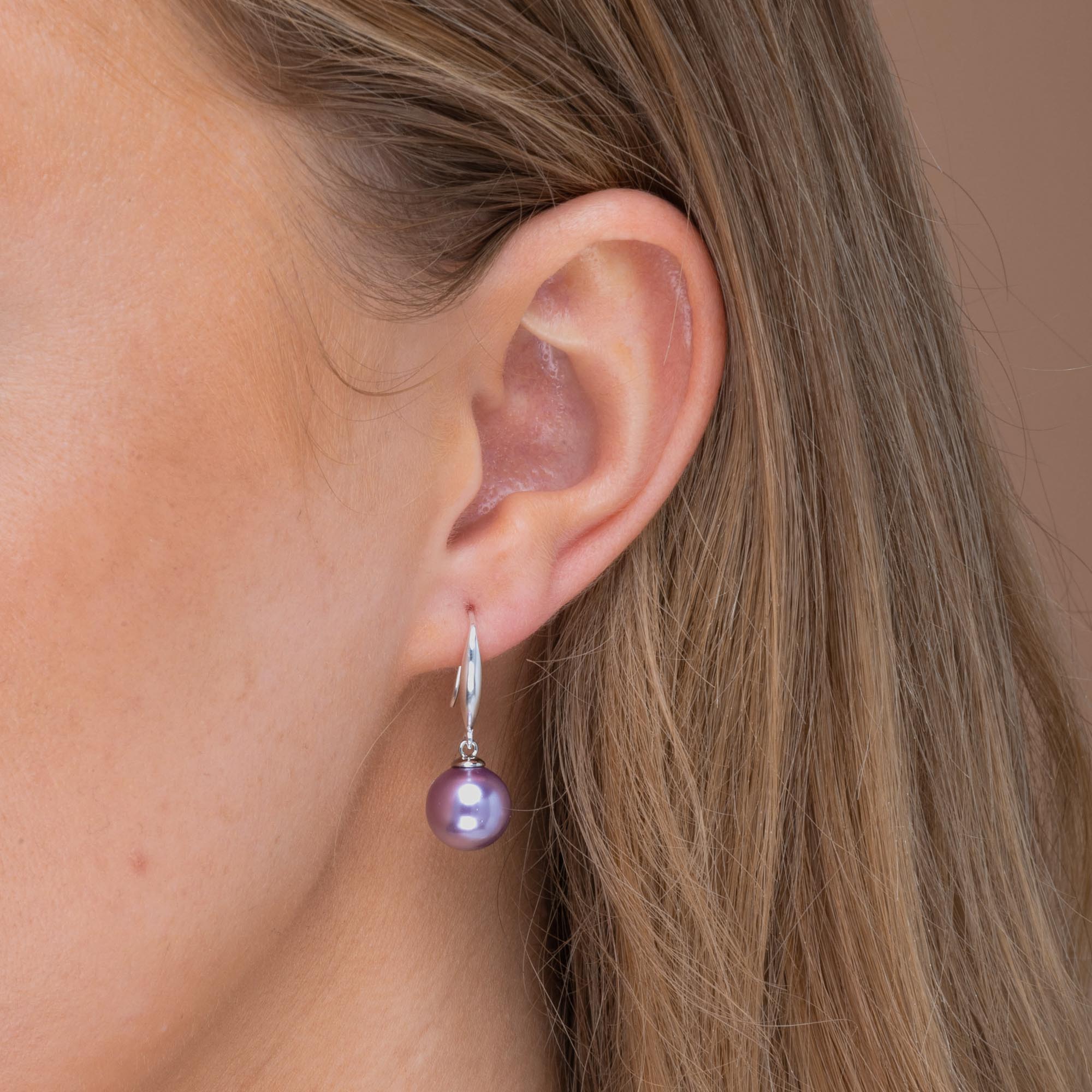 Purple Freshwater Pearl Drop Earrings