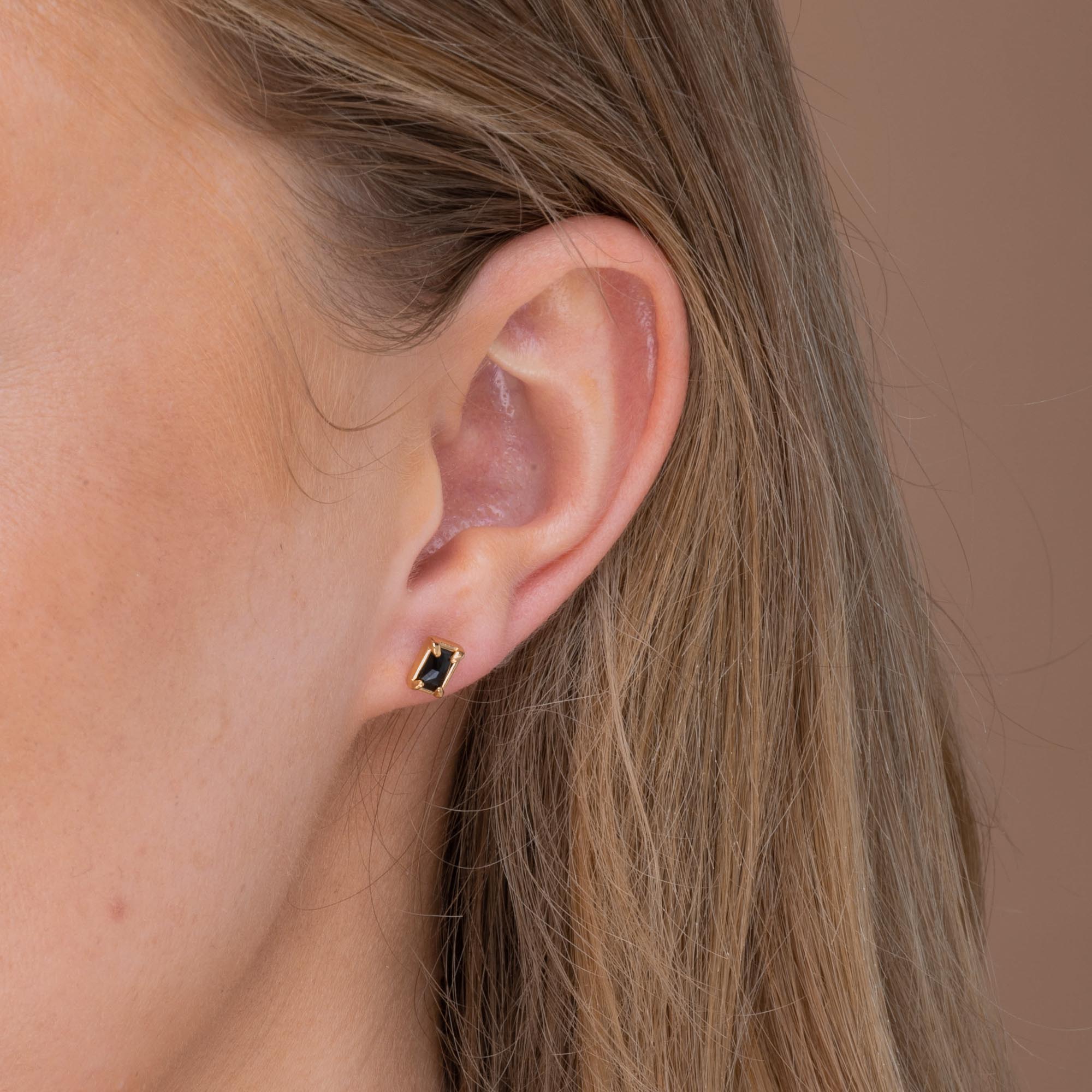 Onyx Sapphire Rectangle Earrings