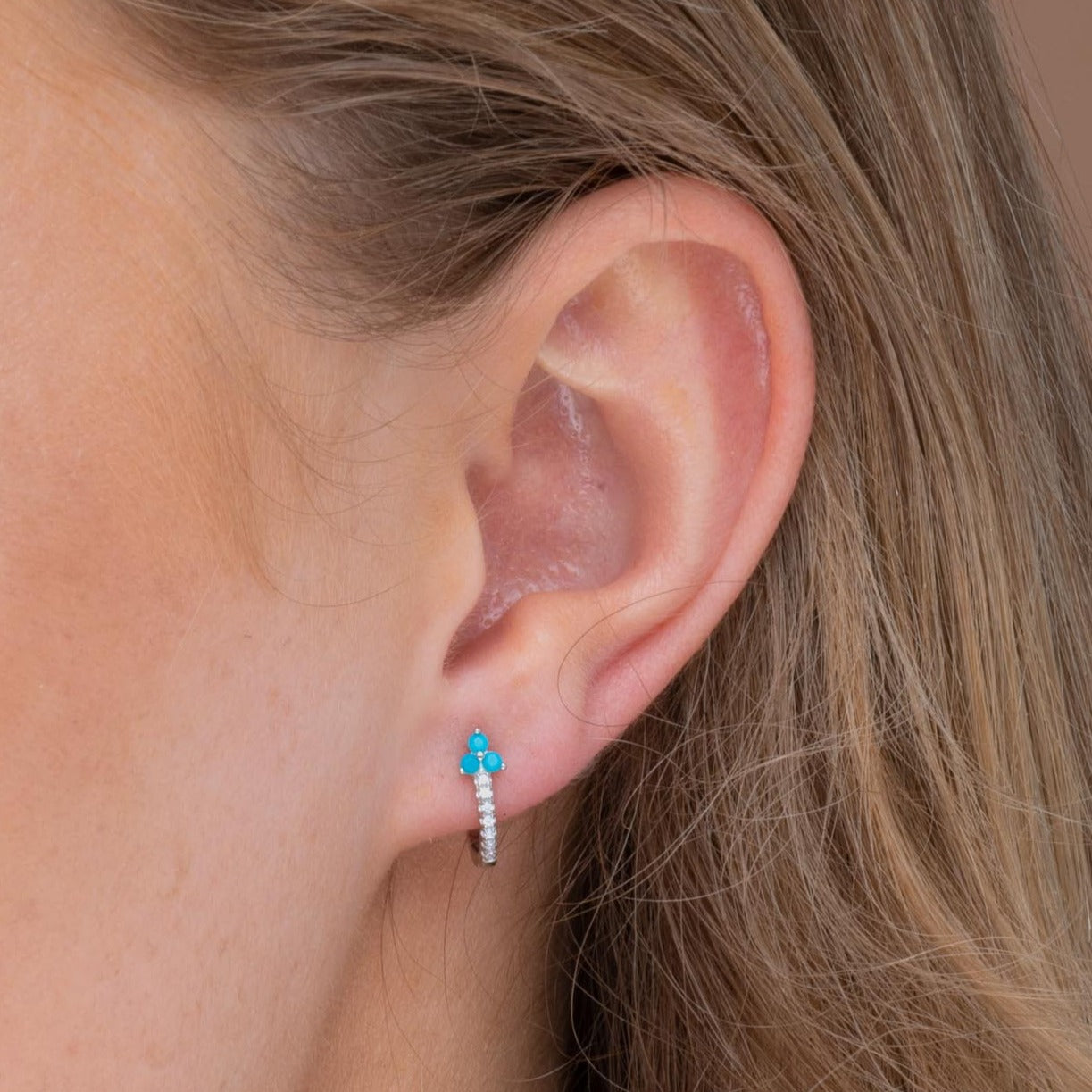 Turquoise Lotus Sapphire Hoop Earrings