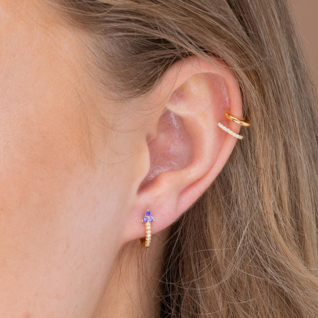 Purple Lotus Sapphire Hoop Earrings